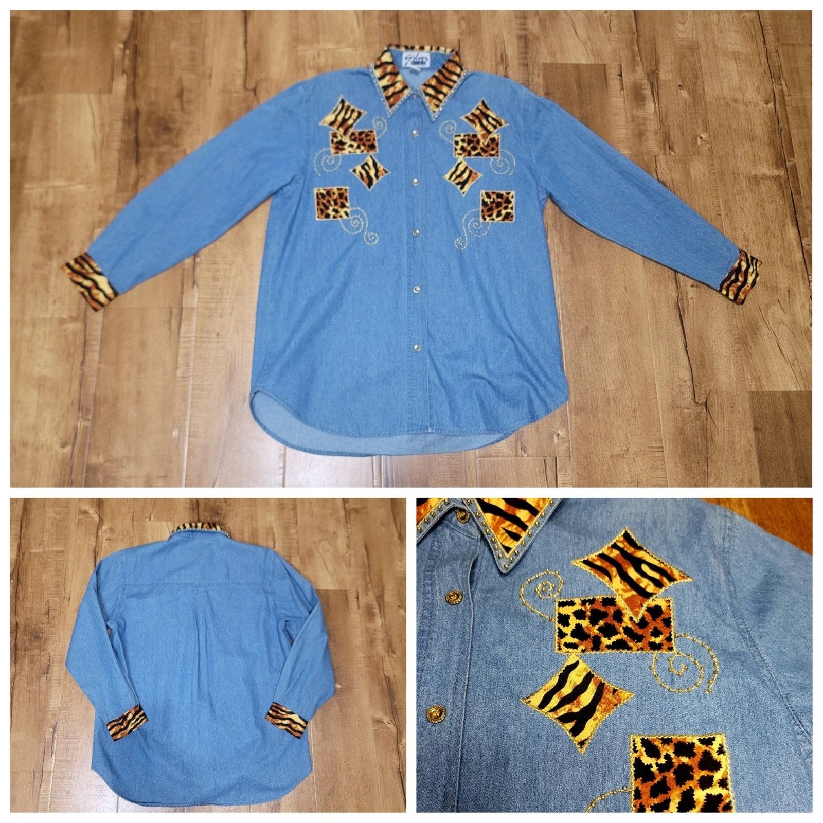 Other Vtg Silver Plus Upcycled Denim Button-down Shirt Size M / US 6-8 / IT 42-44 - 1 Thumbnail