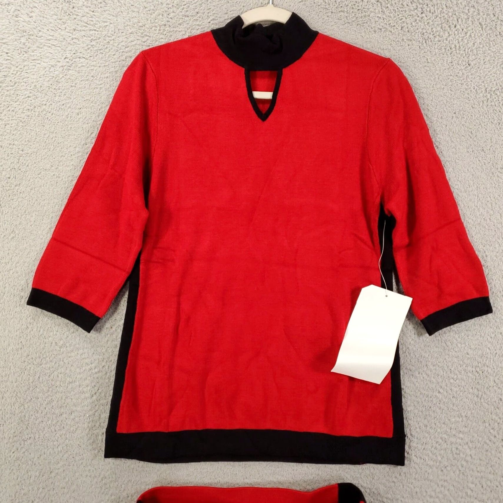 Vintage ASHRO Womens Skirt and Top Set Size Small Red Knit Pullover Career Outfit Size S / US 4 / IT 40 - 2 Thumbnail