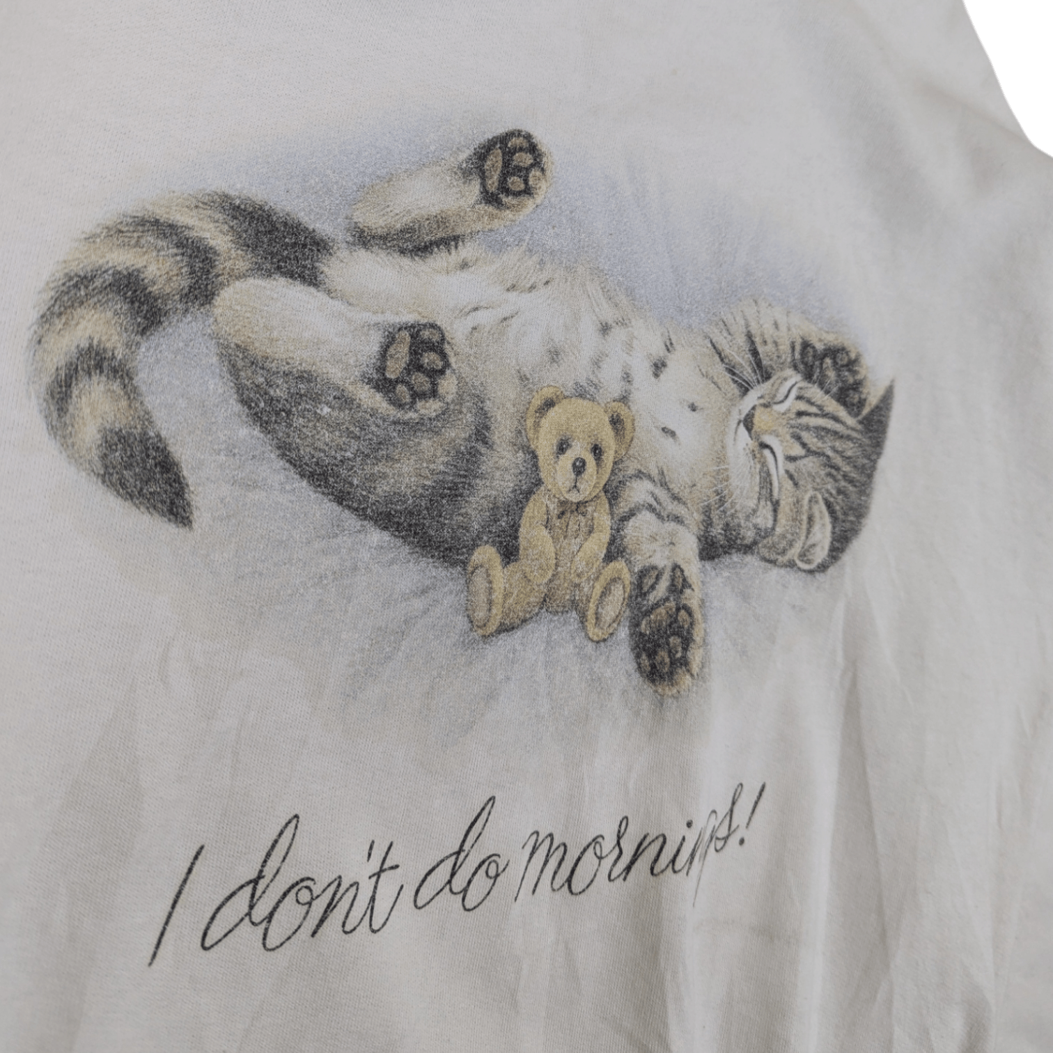Gildan Vintage 2000's Cute Cat I Don't Do Morning Jumper Sweatshirt Size US M / EU 48-50 / 2 - 5 Thumbnail