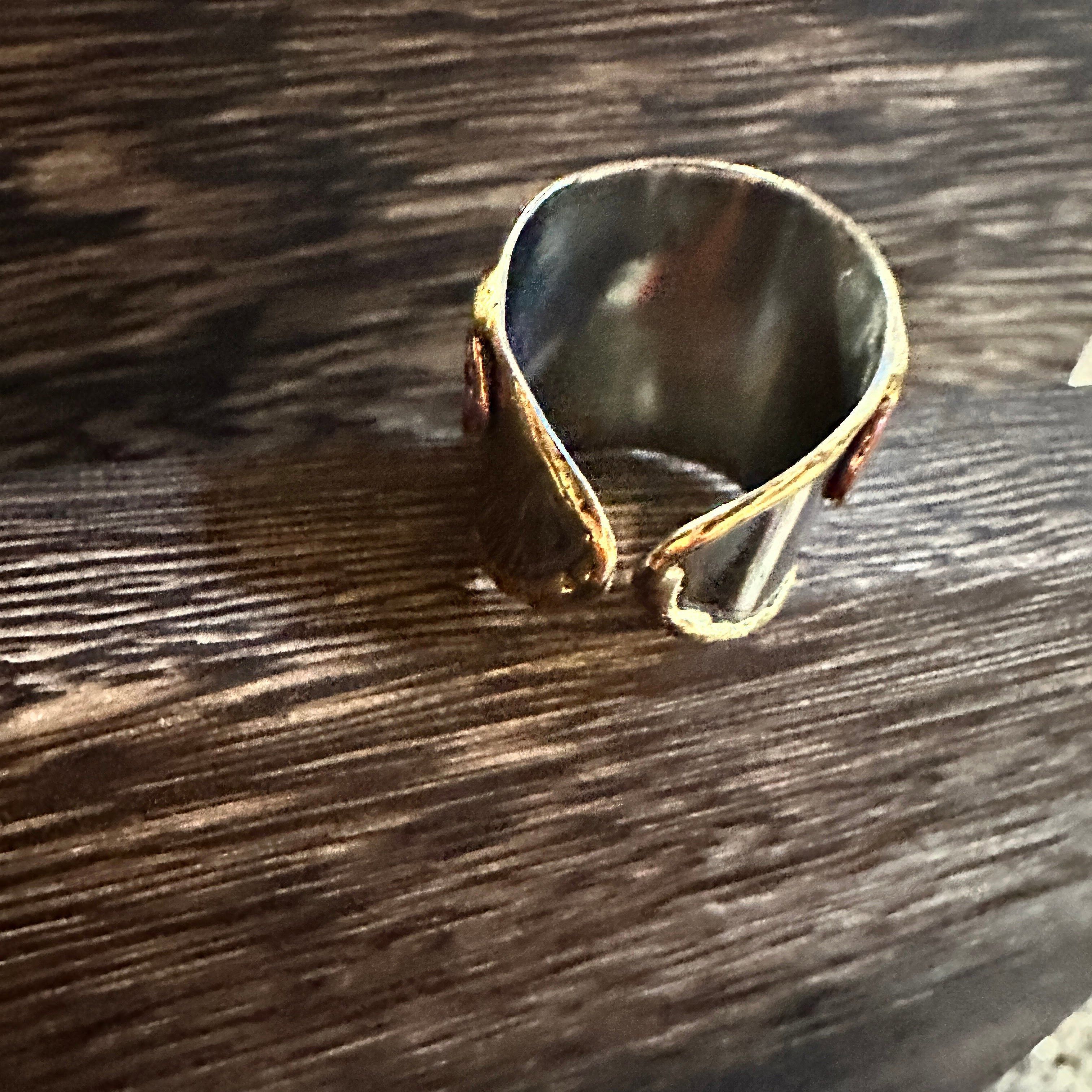 Other Artisan Crafted Silver & Copper Heart Wide Cuff Ring in Gift Size ONE SIZE - 5 Thumbnail