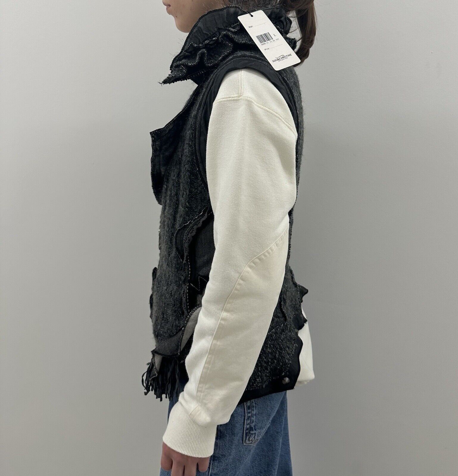 Vintage Juju Christine Knit y2k Vest Gilet Faux Fur Wool Steampunk Size L / US 10 / IT 46 - 3 Thumbnail