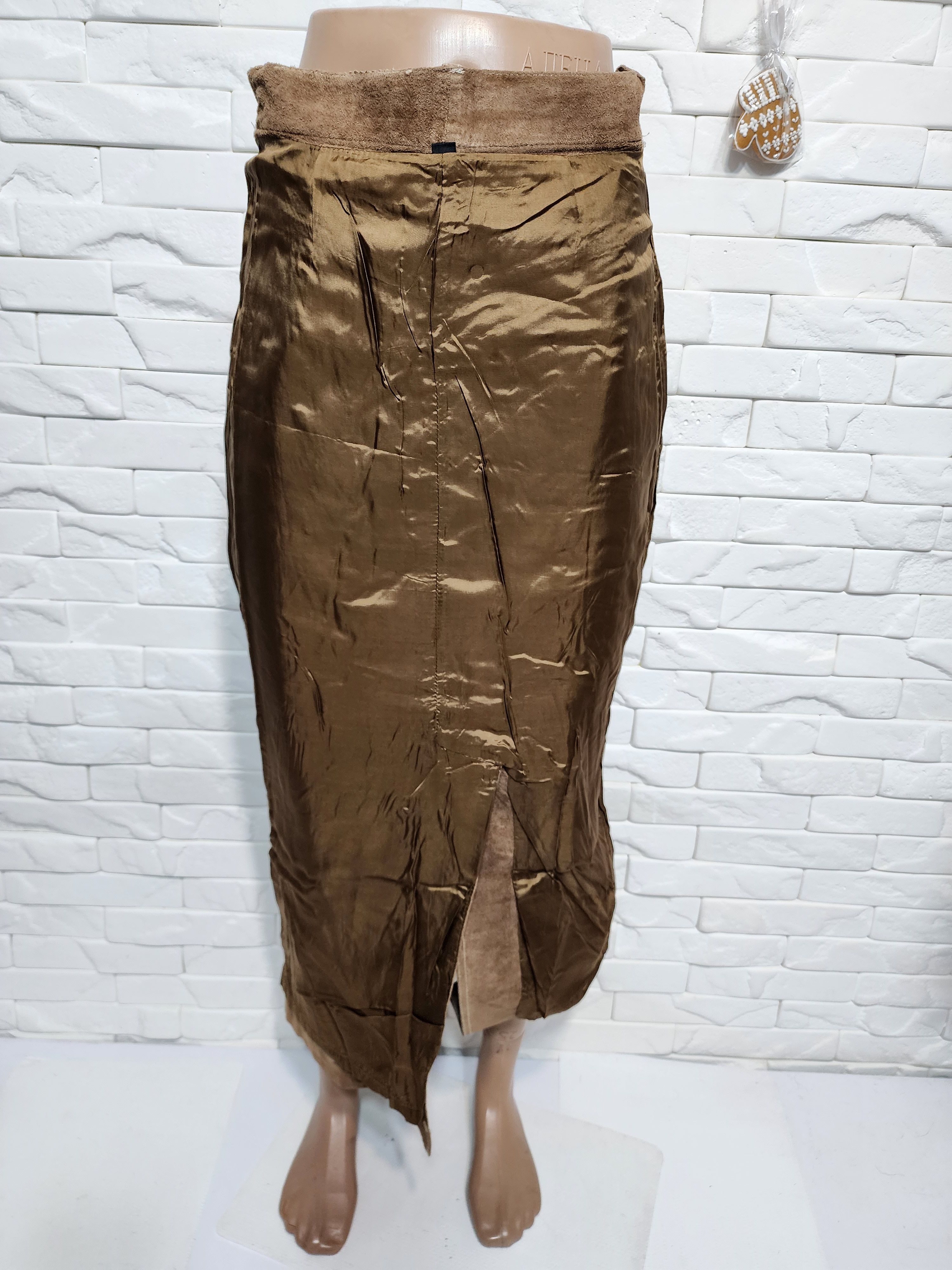 Other Brown Suede Leather Skirt, Metal Buttons Fasteners Size 27" / US 4 / IT 40 - 9 Thumbnail