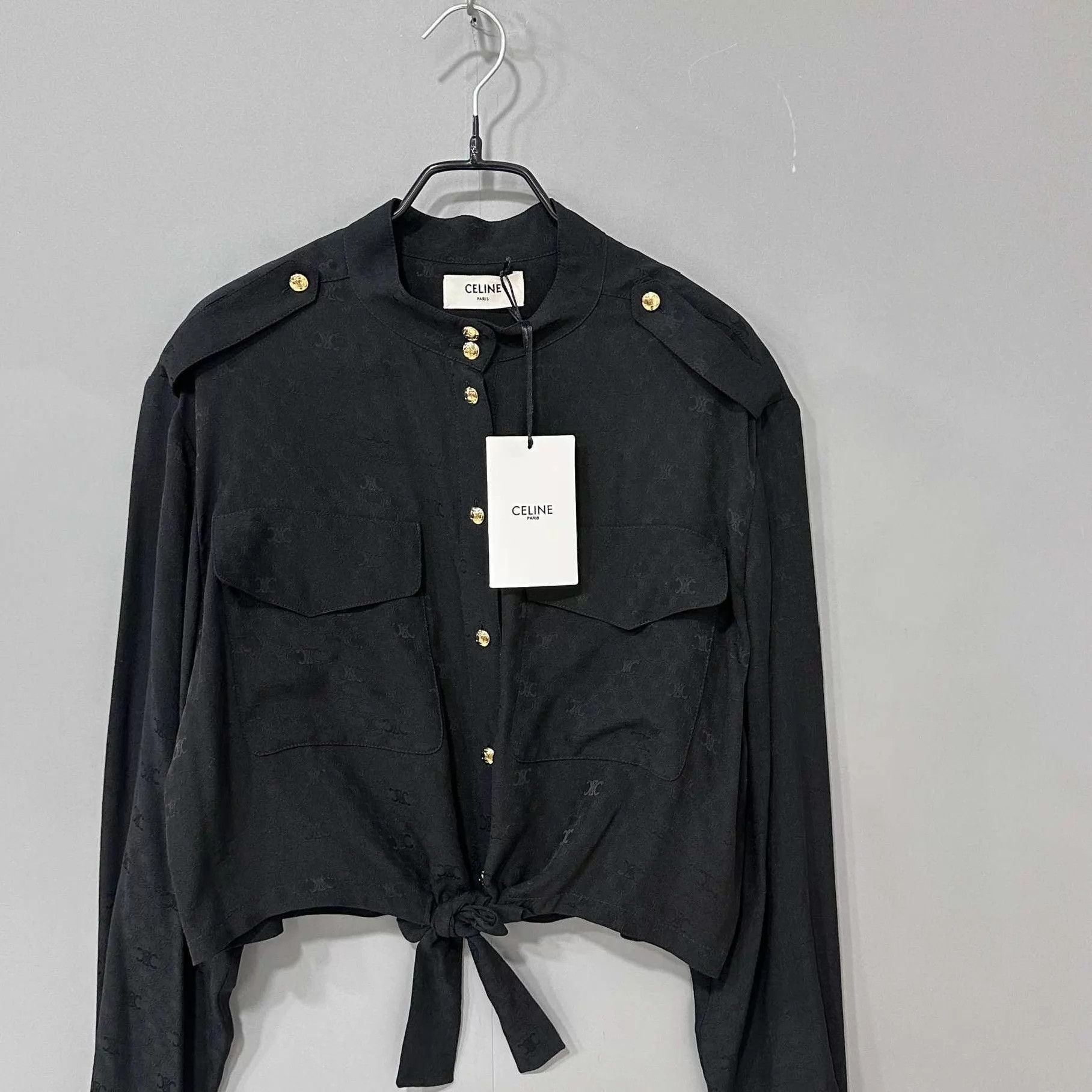Celine Celine Triomphe monogram gold button shirt FR38 New W/ Tags Size XS / US 0-2 / IT 36-38 - 2 Thumbnail
