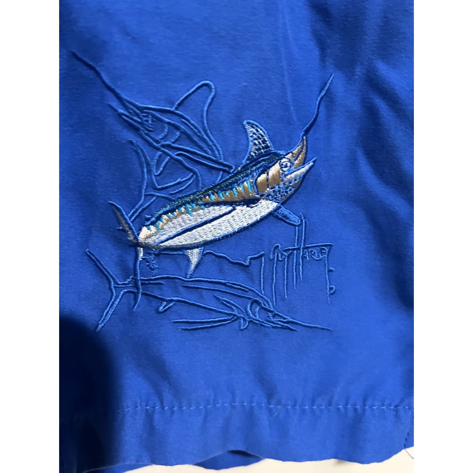 Guy Harvey Guy Harvey by AFTCO Trunks Men M Blue Bathing Suit Size 40R - 2 Thumbnail