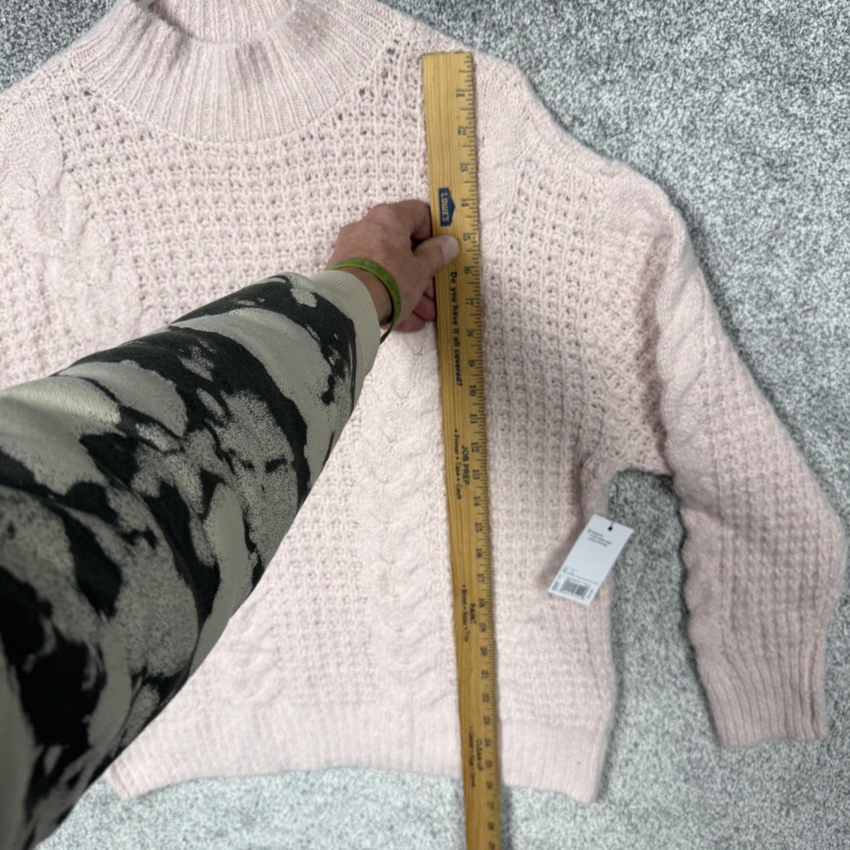Pinko Sonoma Womens L Pink Cable-Knit Pullover Mock Neck Sweater, Casual Preppy Knit Top Size L / US 10 / IT 46 - 4 Thumbnail