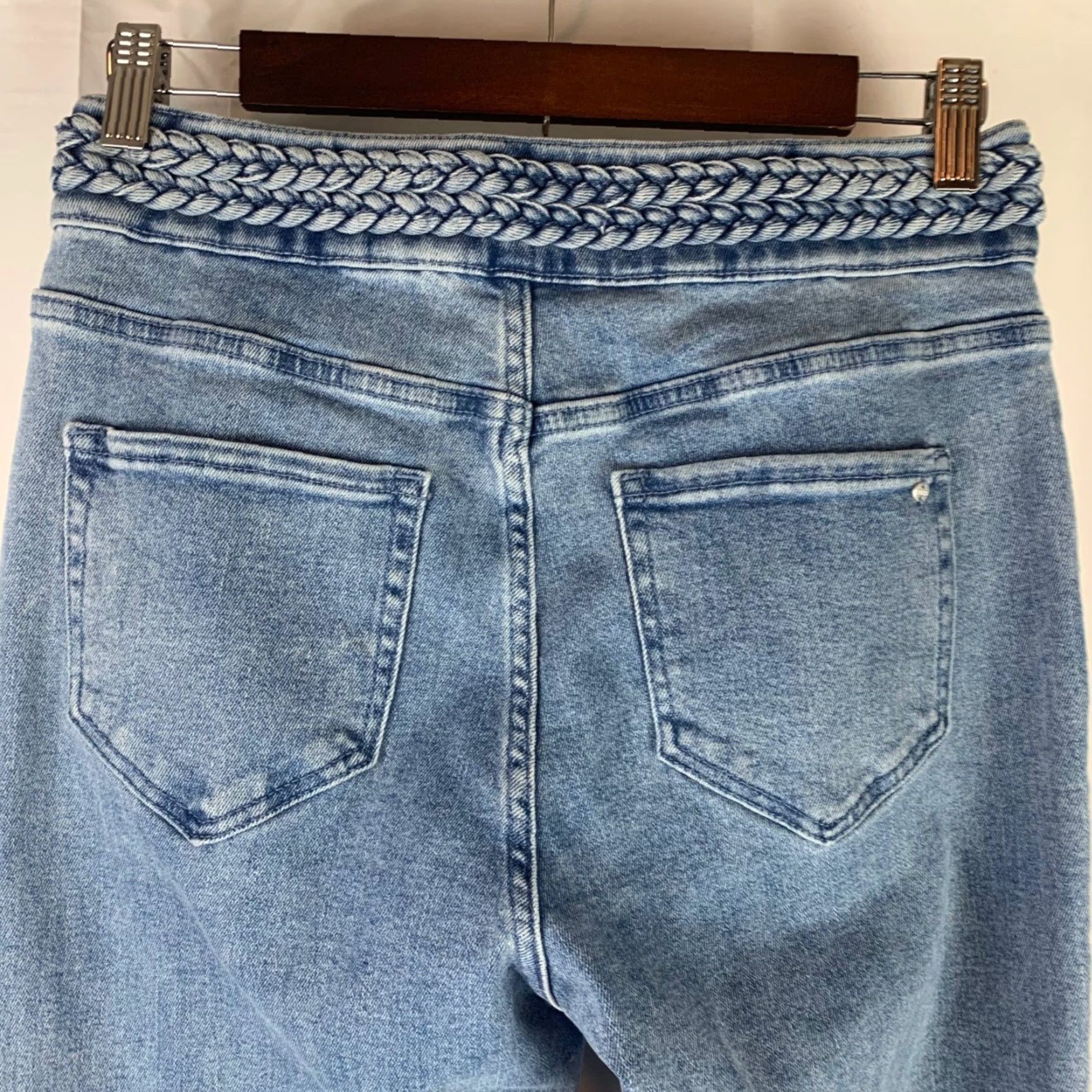 Vintage Mica Denim Flare Jeans Womens 28 Blue Braided Waist High Rise MDP-B3257 Size 28" / US 6 / IT 42 - 6 Thumbnail