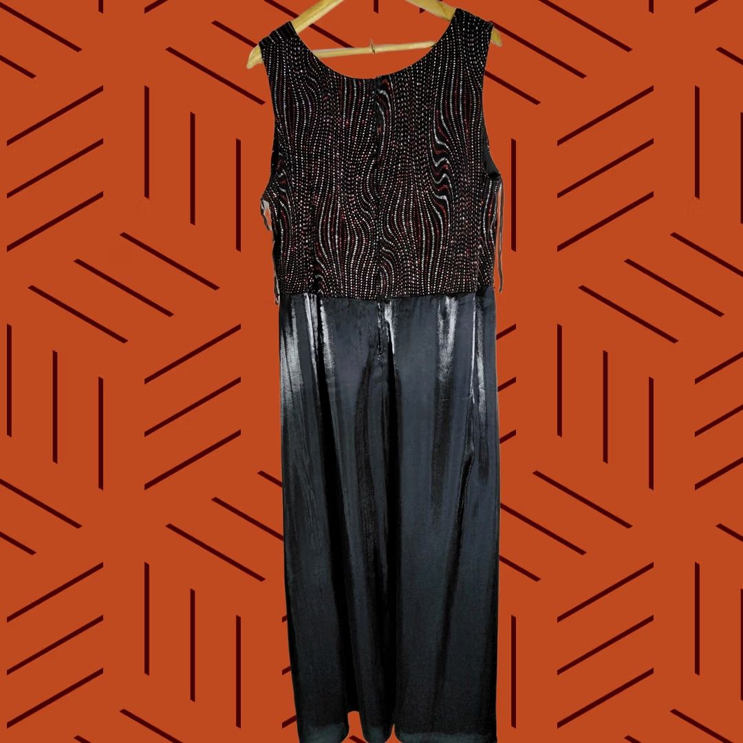 Vintage ONYX Nite Dress Sleeveless Long Solid Polyester Plus Size 24 Black Formal Party Cocktail USA Made Womens Size 4XL / US 24-26 - 1 Thumbnail