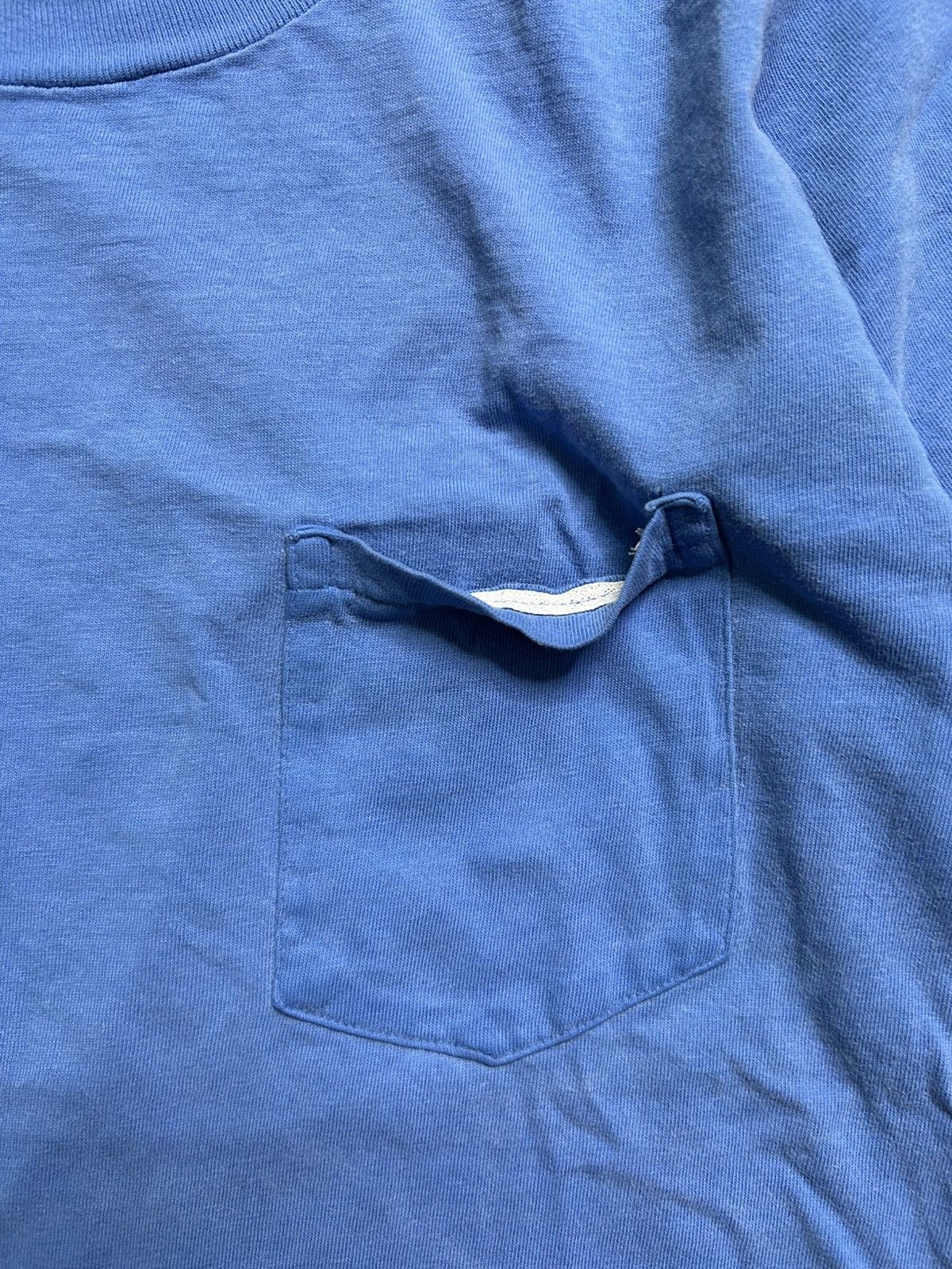 Vintage Vintage 80s/90S Blank Selvedge Pocket Tee Baby Blue Size US L / EU 52-54 / 3 - 2 Thumbnail