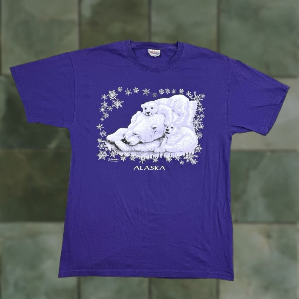 Hanes VINTAGE Hanes T-Shirt Purple 90s Nature Animals Adult Large Mens Crew Neck Short Sleeve 2402L Size US L / EU 52-54 / 3 - 1 Thumbnail