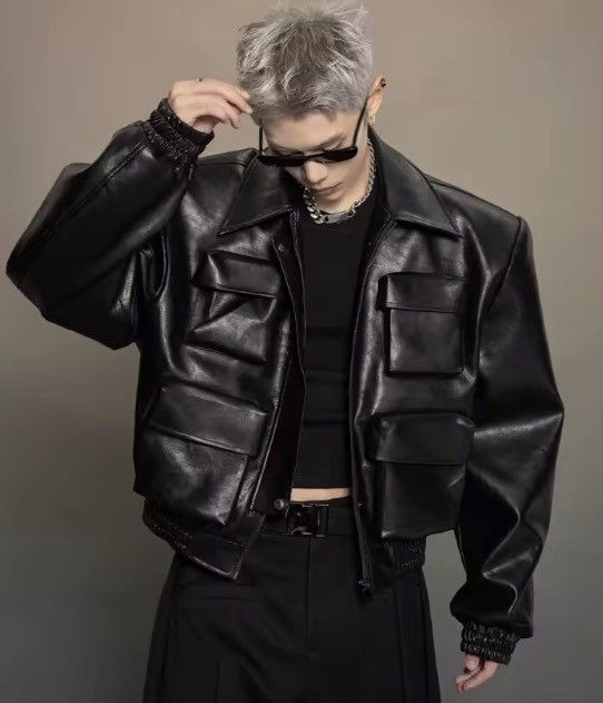 Japanese Brand Distressed Oversized PU Leather Bomber Jacket Size US M / EU 48-50 / 2 - 7 Thumbnail