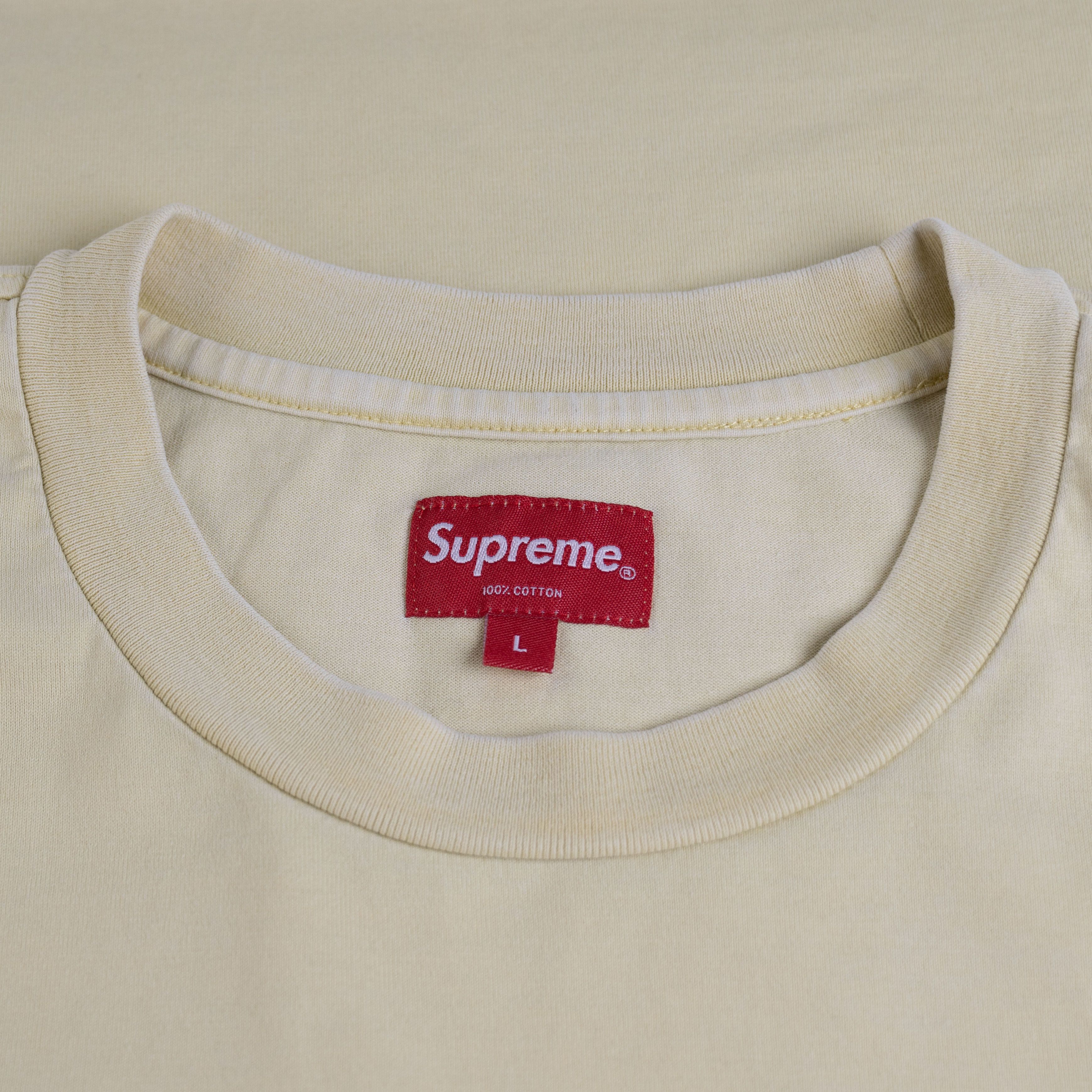 Supreme Supreme SS19 2019 Pale Yellow Pocket Script Logo Tee Shirt Size US L / EU 52-54 / 3 - 3 Thumbnail