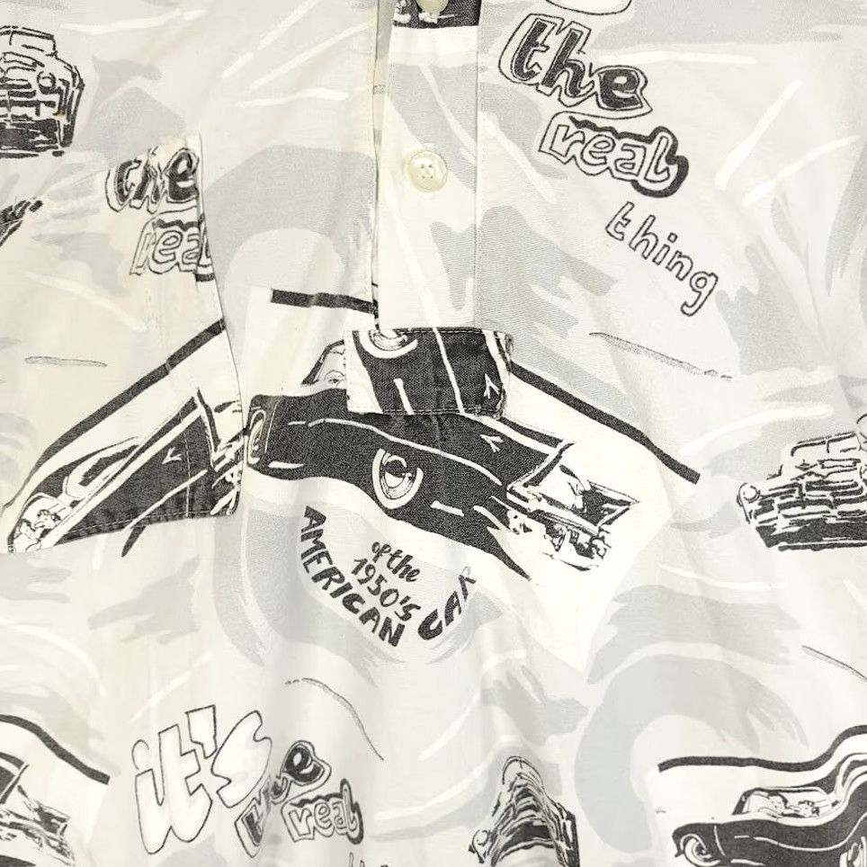 Vintage VINTAGE Bronx Clothiers Polo Shirt Mens Size M 1950s American Car 90s White Cotton Button-Up Long Sleeve All Over Print Made In USA Size US M / EU 48-50 / 2 - 3 Thumbnail