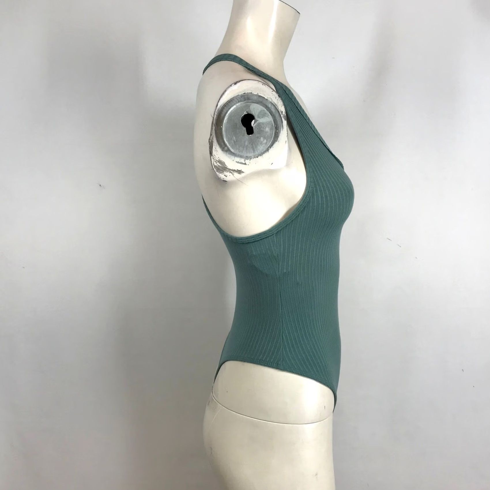 Free People VINTAGE? No — Intimately Free People Bodysuit Teal Green Ribbed Racerback Thong One Piece XS Womens Size XS / US 0-2 / IT 36-38 - 4 Thumbnail