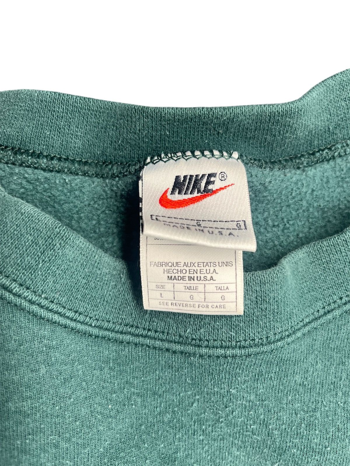 Nike Vintage 90s Nike Swoosh Crewneck - Faded Green - Distressed Size US L / EU 52-54 / 3 - 8 Thumbnail
