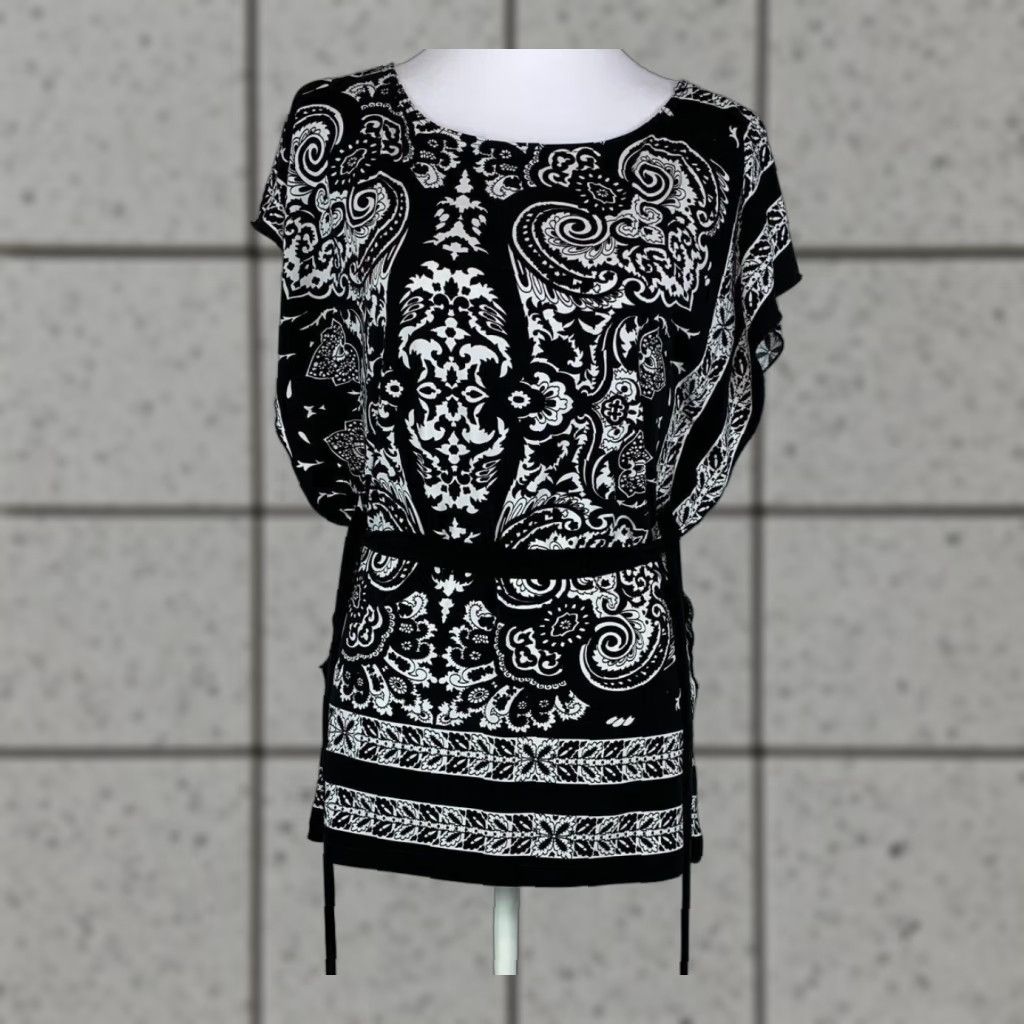 Vintage Wrapper Women XS Paisley Top Blouse Butterfly Sleeve Tie Waist Kimono Style Size XS / US 0-2 / IT 36-38 - 1 Thumbnail