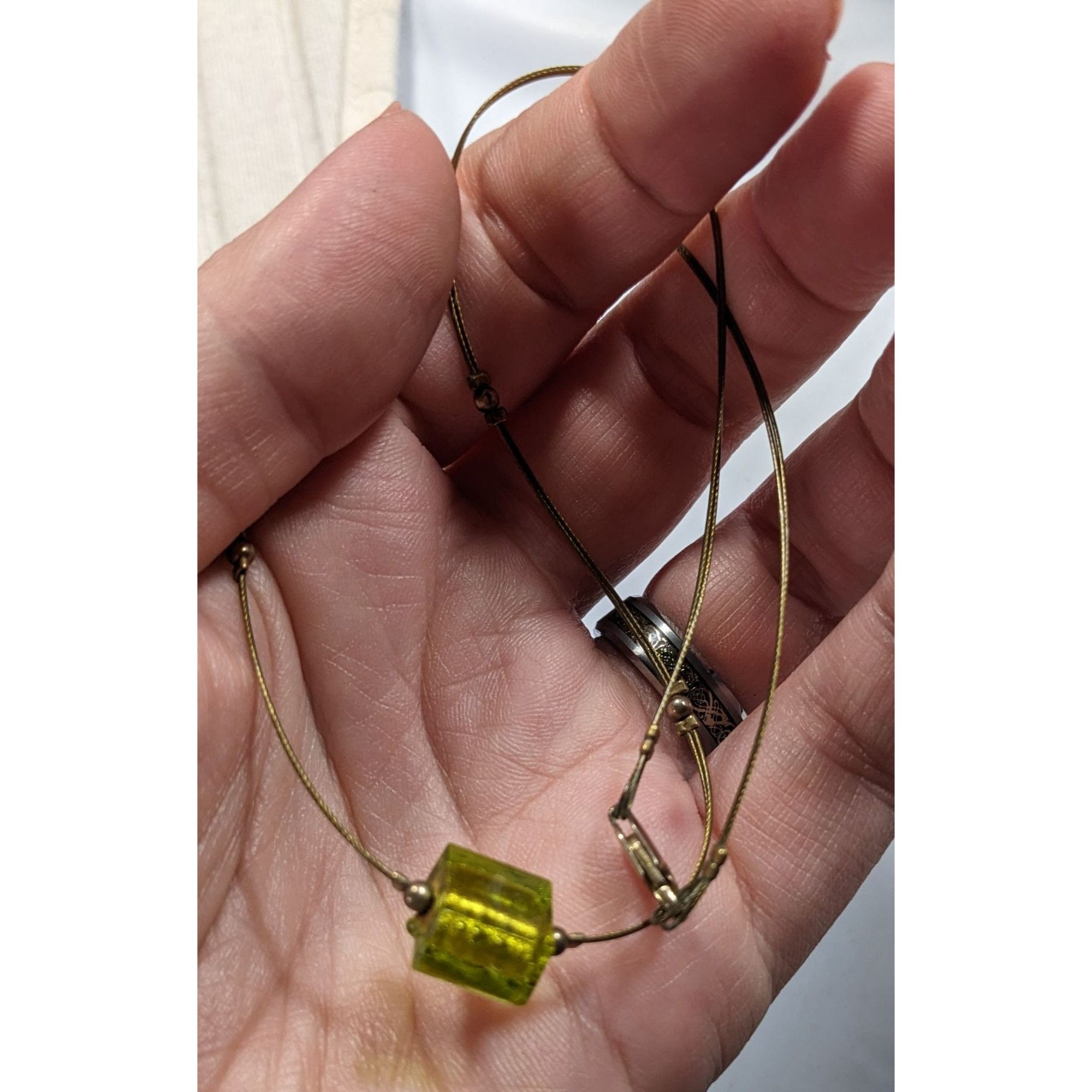 Other Handmade Minimalist Green Glass Cube Necklace Size ONE SIZE - 5 Thumbnail