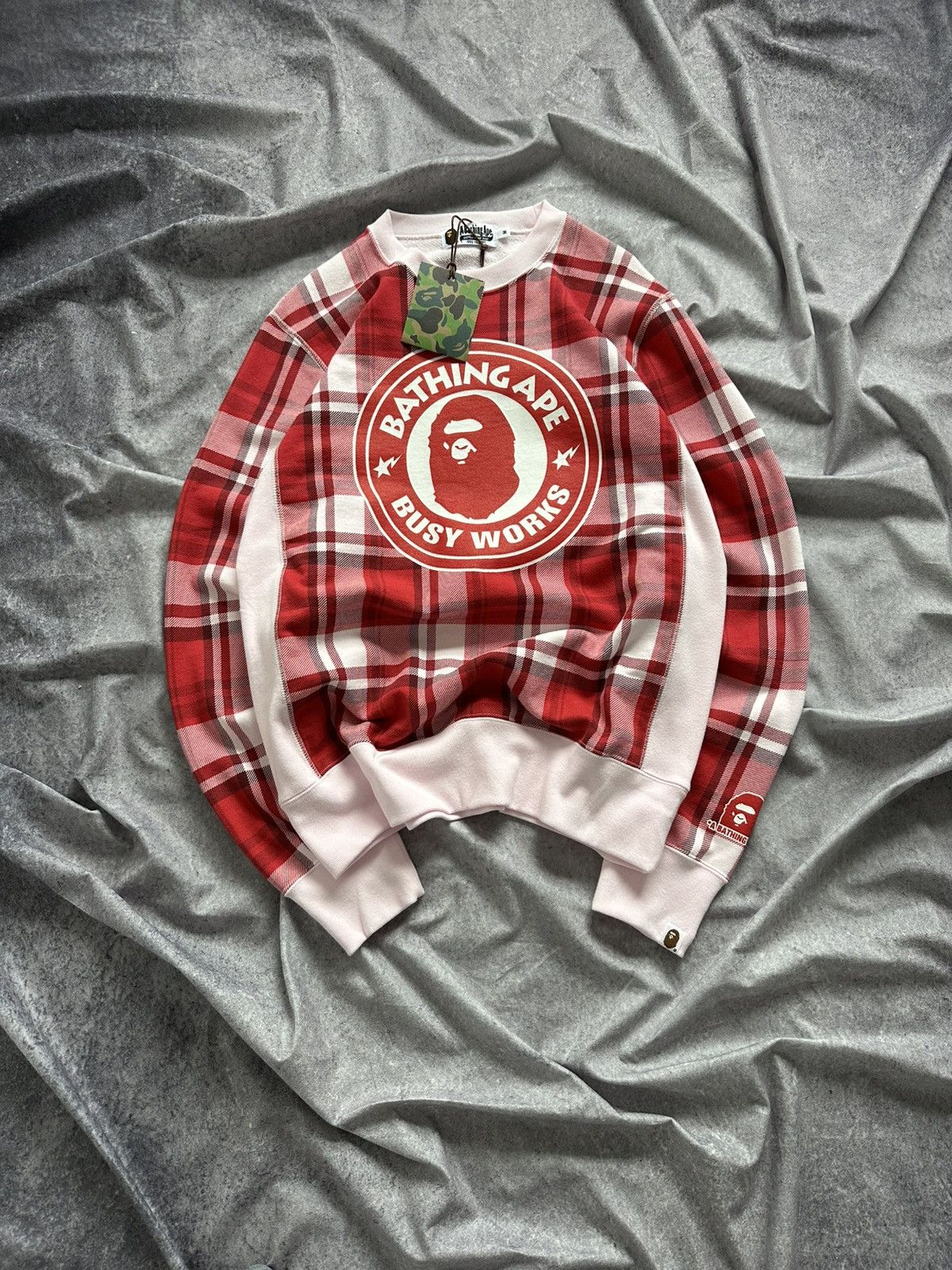 Bape Bape Plaid Check Gift Busy Works Sweatshirt Size US M / EU 48-50 / 2 - 1 Thumbnail