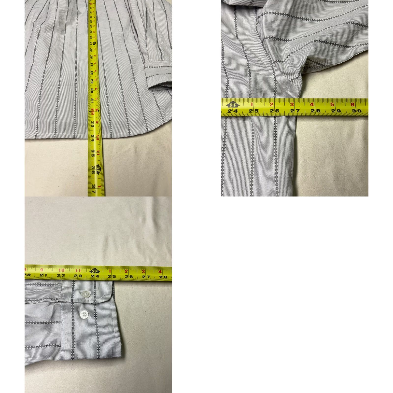 Phat Farm Phat Farm Shirt Men's Button-Up Long Sleeve Striped Casual Dress 2XL Gray Black White Diamond Weave Pattern Workwear Size US XXL / EU 58 / 5 - 8 Thumbnail