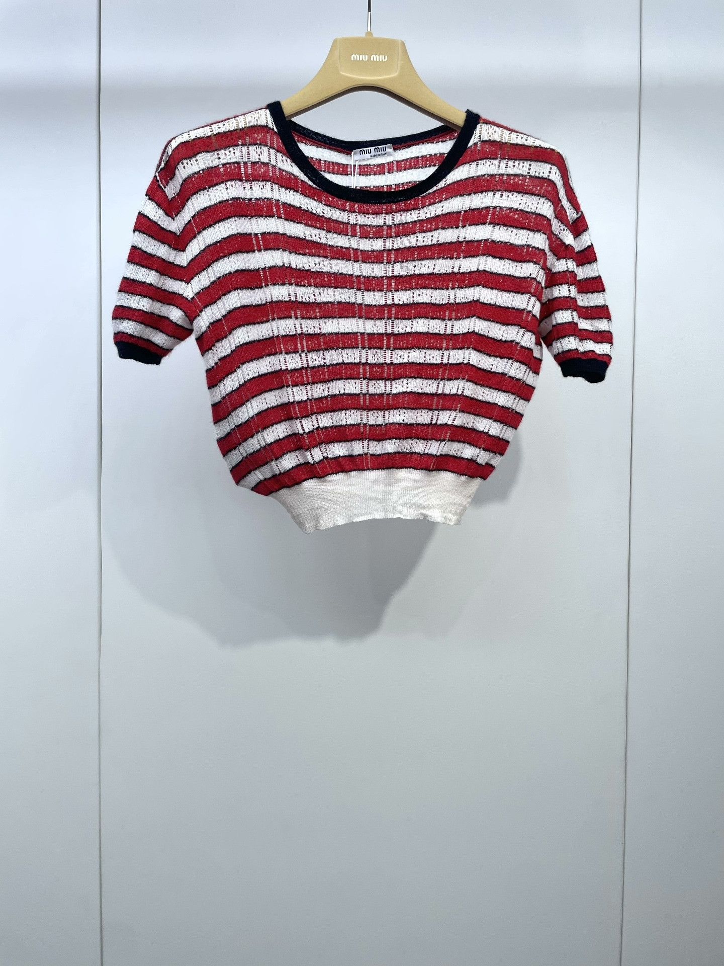 Miu Miu Miumiu Striped Lightweight Knit Short-Sleeve Size S / US 4 / IT 40 - 1 Thumbnail