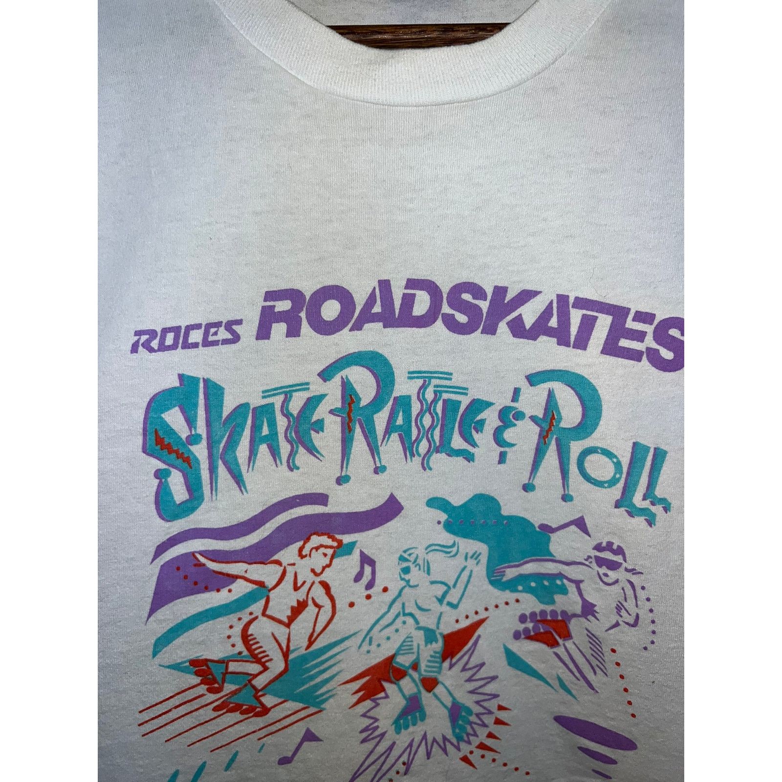 Vintage Vintage Skate Shirt Rattle & Roll Rollerskate White XL 90 Size US XL / EU 56 / 4 - 5 Thumbnail