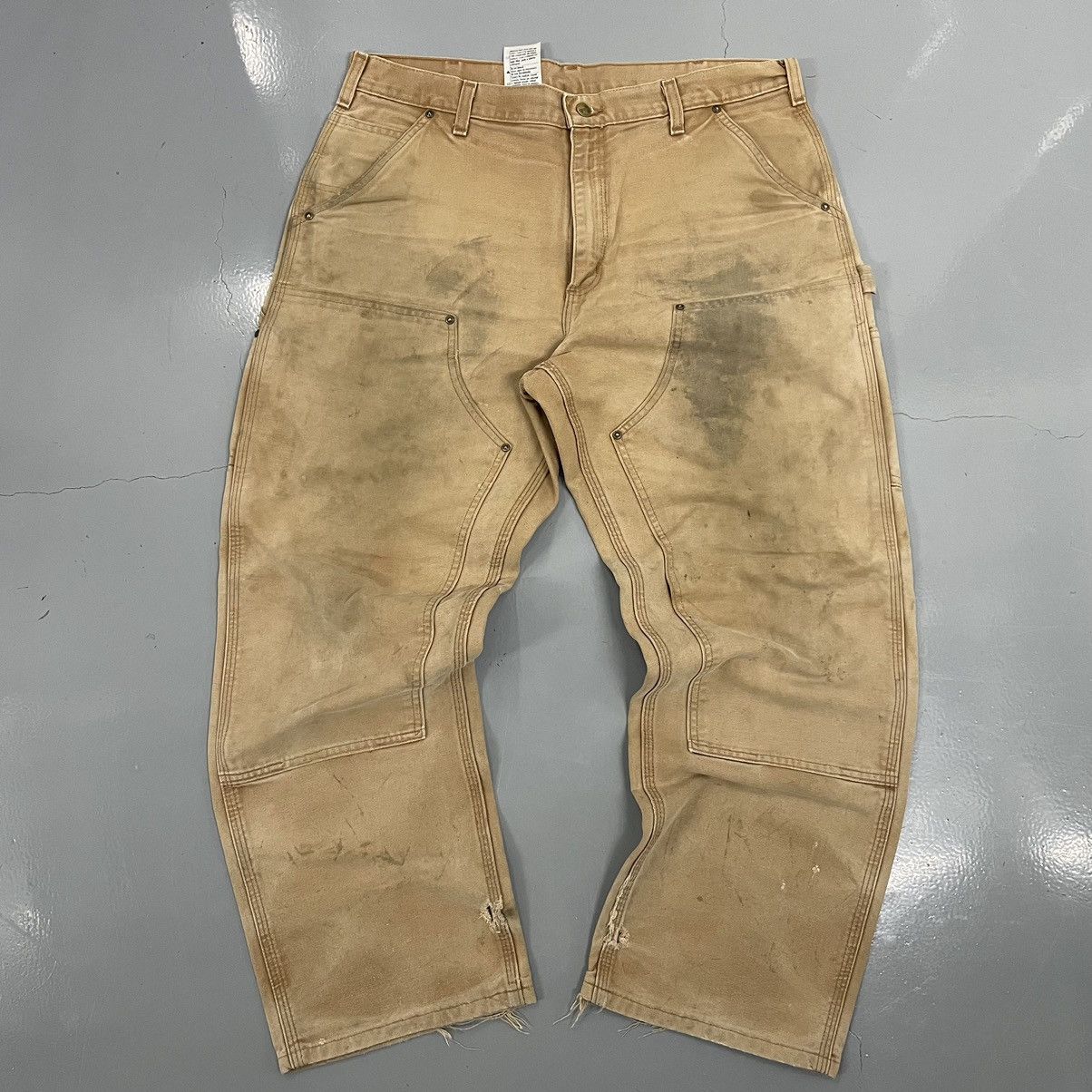 image of Crazy Vintage 90’S Carhartt Distressed Faded Double Knees in Tan, Men's (Size 36)