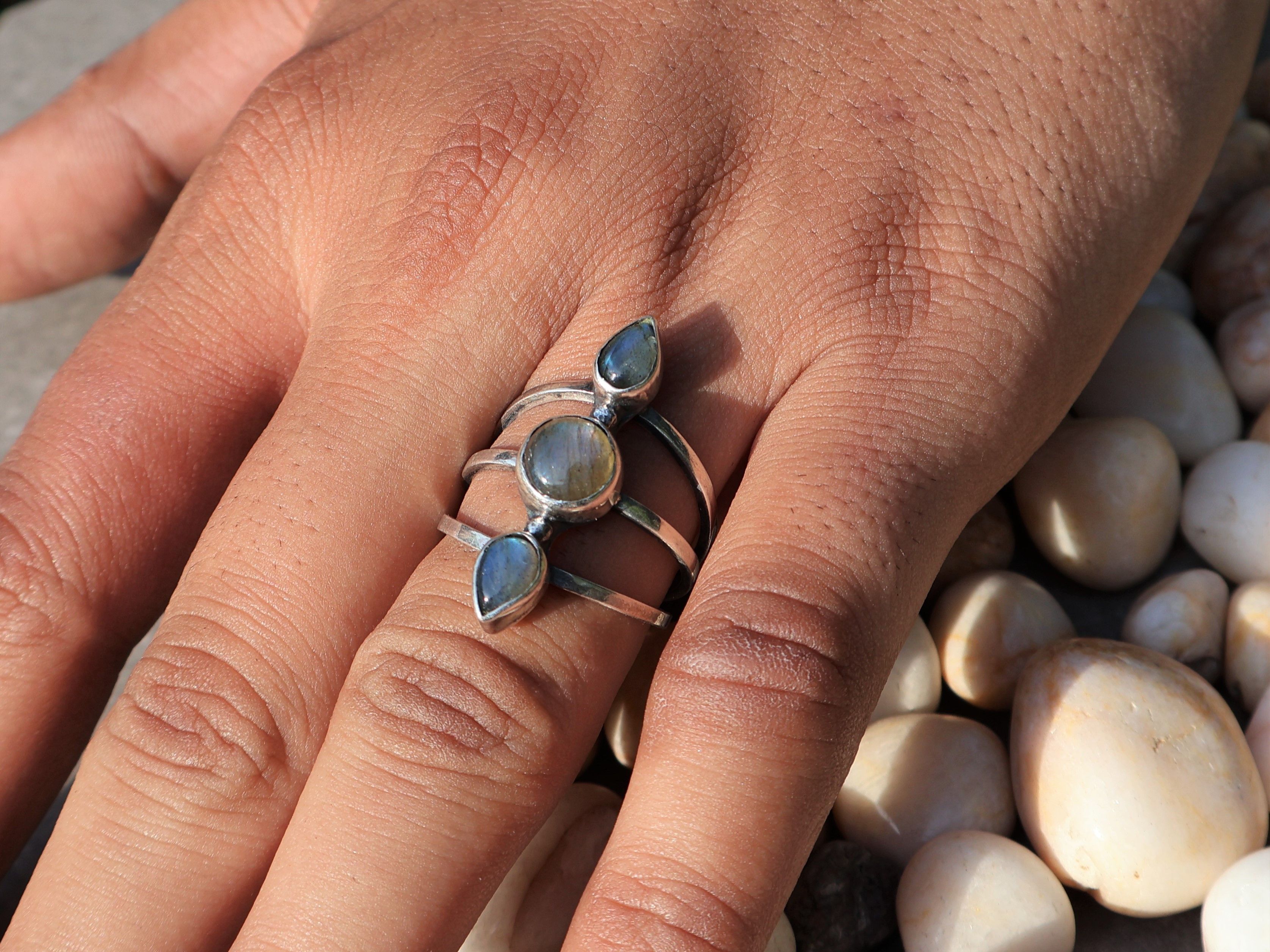 Handmade Labradorite Ring, Sterling Silver Rings, Handmade Women Ring Size ONE SIZE - 9 Thumbnail