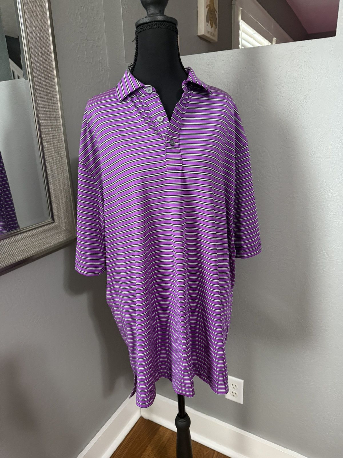 Footjoy FootJoy Purple Striped Polo Golf Performance Shirt Size XL. Size US XL / EU 56 / 4 - 1 Thumbnail