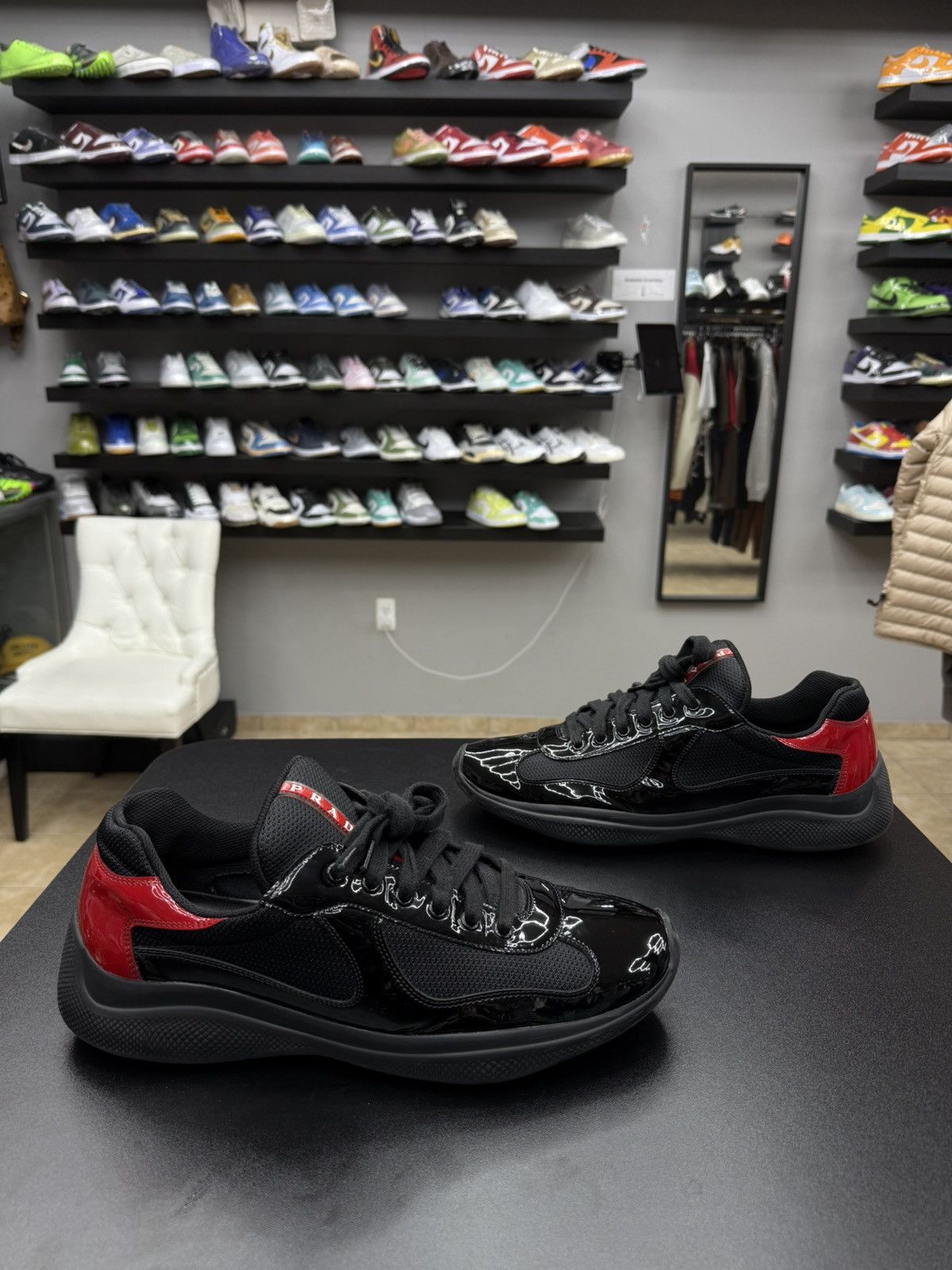 Prada Prada Americas Cup Sneaker Black Red Size 11 US 10 Prada Size US 11 / EU 44 - 2 Thumbnail