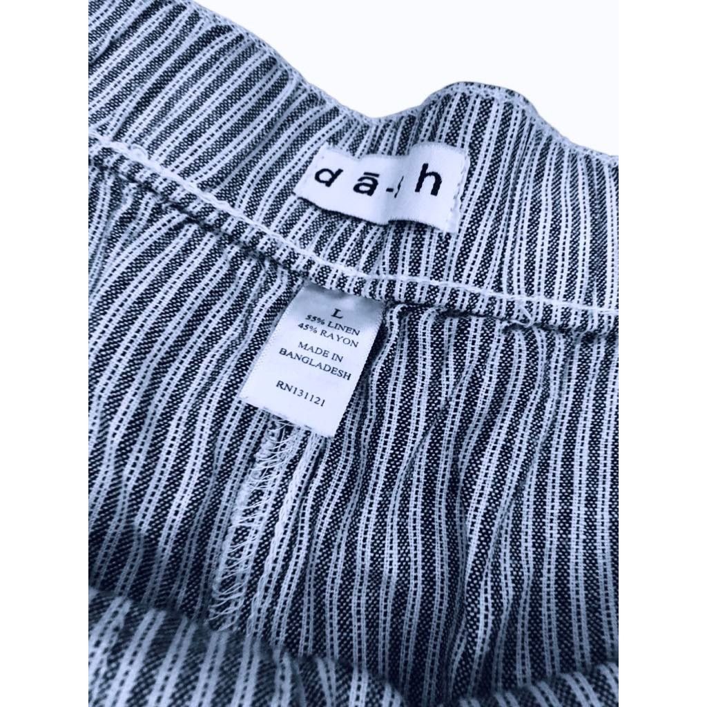 Other Dash Washable Linen Blend Stripe Wide Leg Crop Pants Large Size 34" / US 12 / IT 48 - 3 Thumbnail