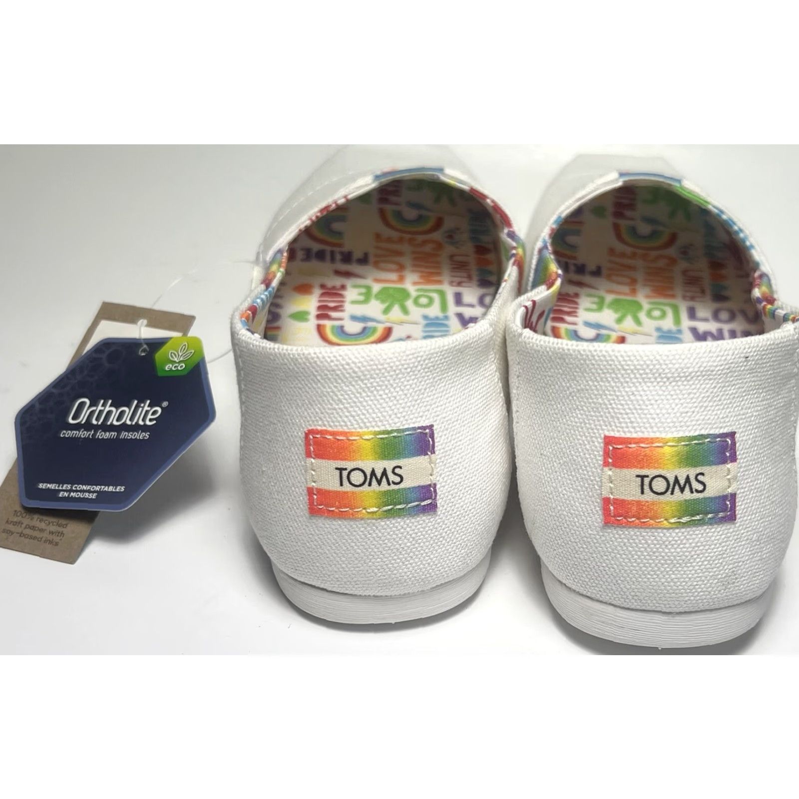 Toms TOMS Alpargatas Slip-On Pride Rainbow White Canvas Women’s Flat Shoes 7 M Size US 5 / IT 35 - 6 Thumbnail