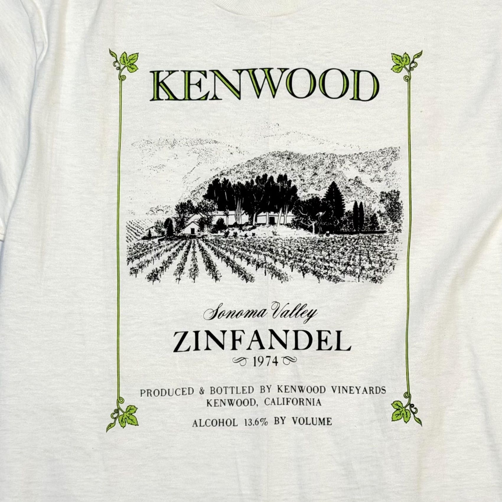 Hanes VINTAGE Hanes Shirt Mens M White Kenwood Zinfandel Sonoma Valley Tee 70s Size US M / EU 48-50 / 2 - 2 Thumbnail