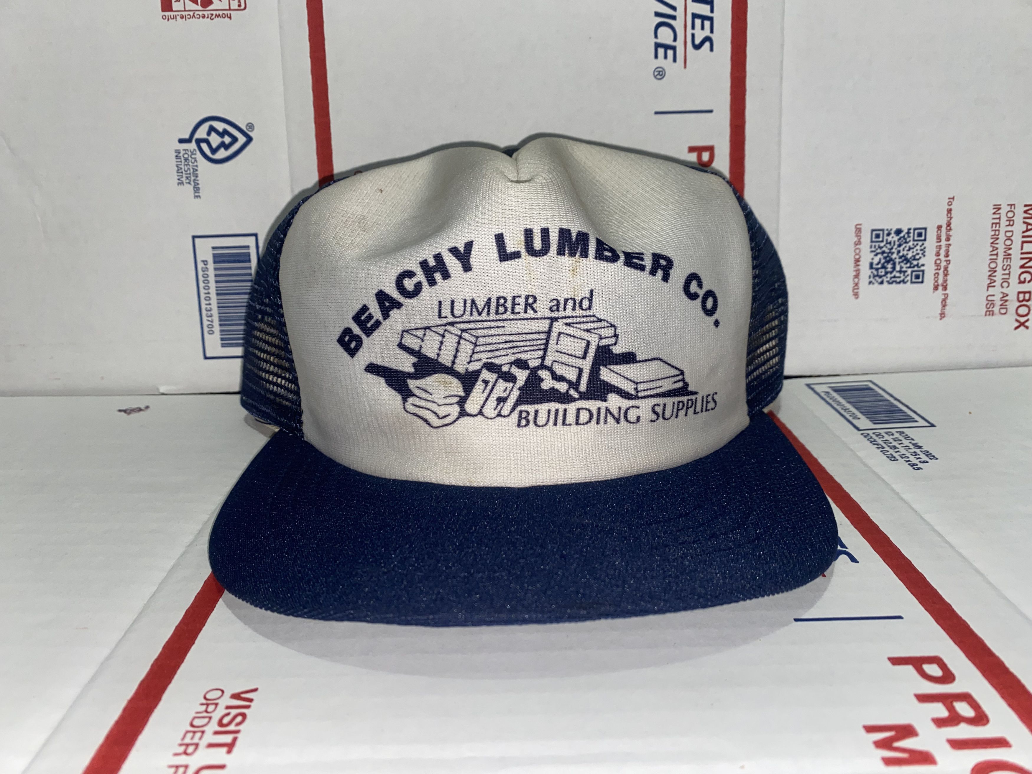 Vintage vtg Snapback Hat mesh Trucker Cap BEACHY LUMBER Co. Company Size ONE SIZE - 1 Thumbnail