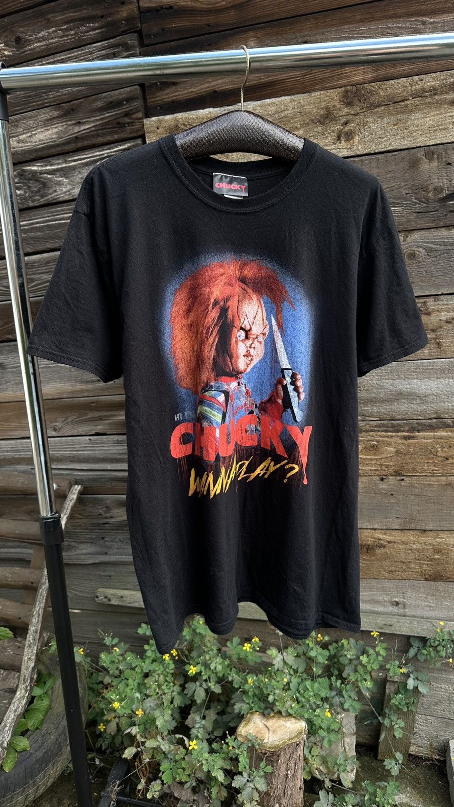 Band Tees VINTAGE Y2K CHUCKY WANNA PLAY? MOVIE HORROR BONES Size US XL / EU 56 / 4 - 4 Thumbnail