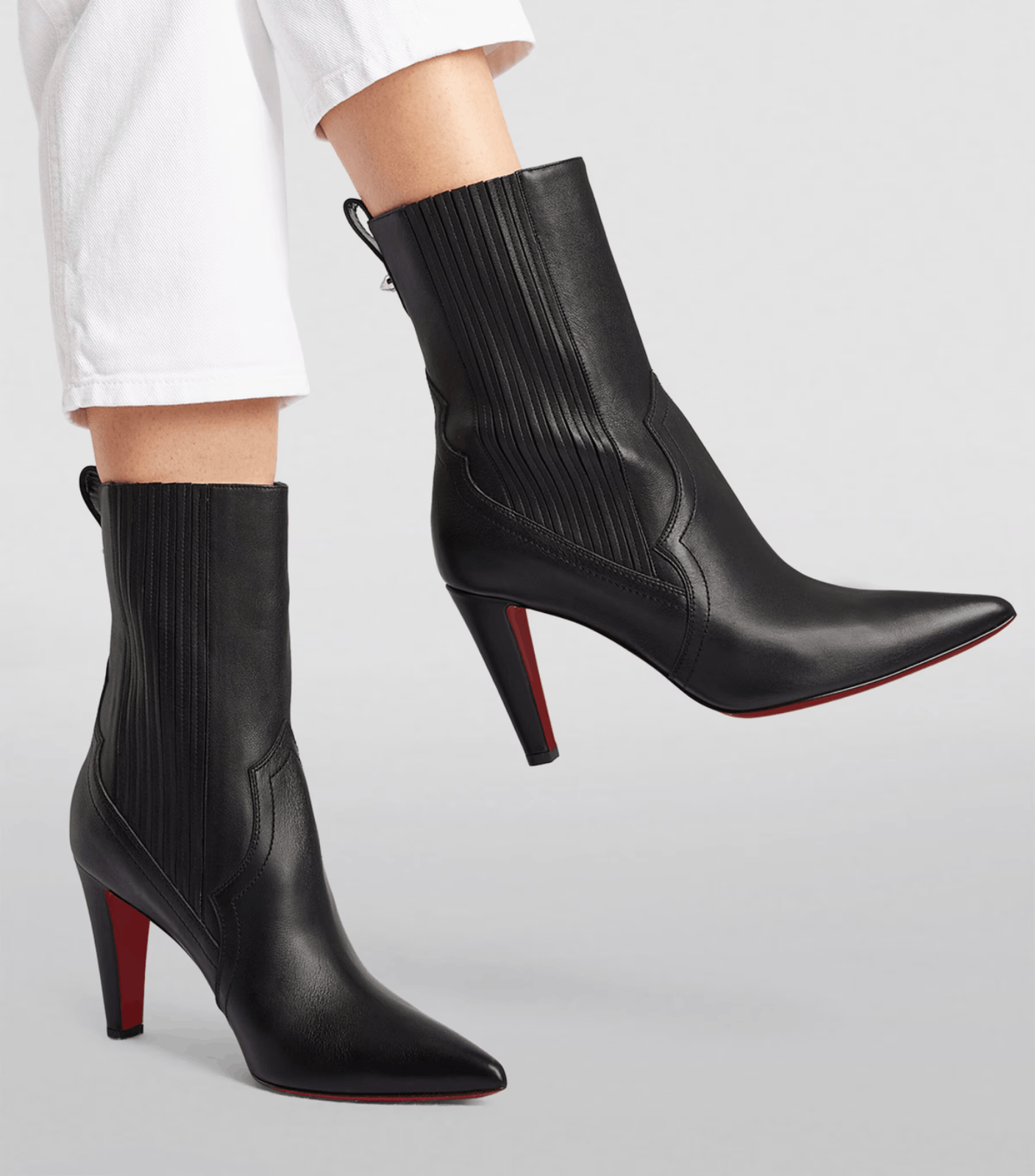 Christian Louboutin Santigag 85 Black Calf Leather Mid Calf Ankle Heel Boot 37 Size US 7 / IT 37 - 6 Thumbnail