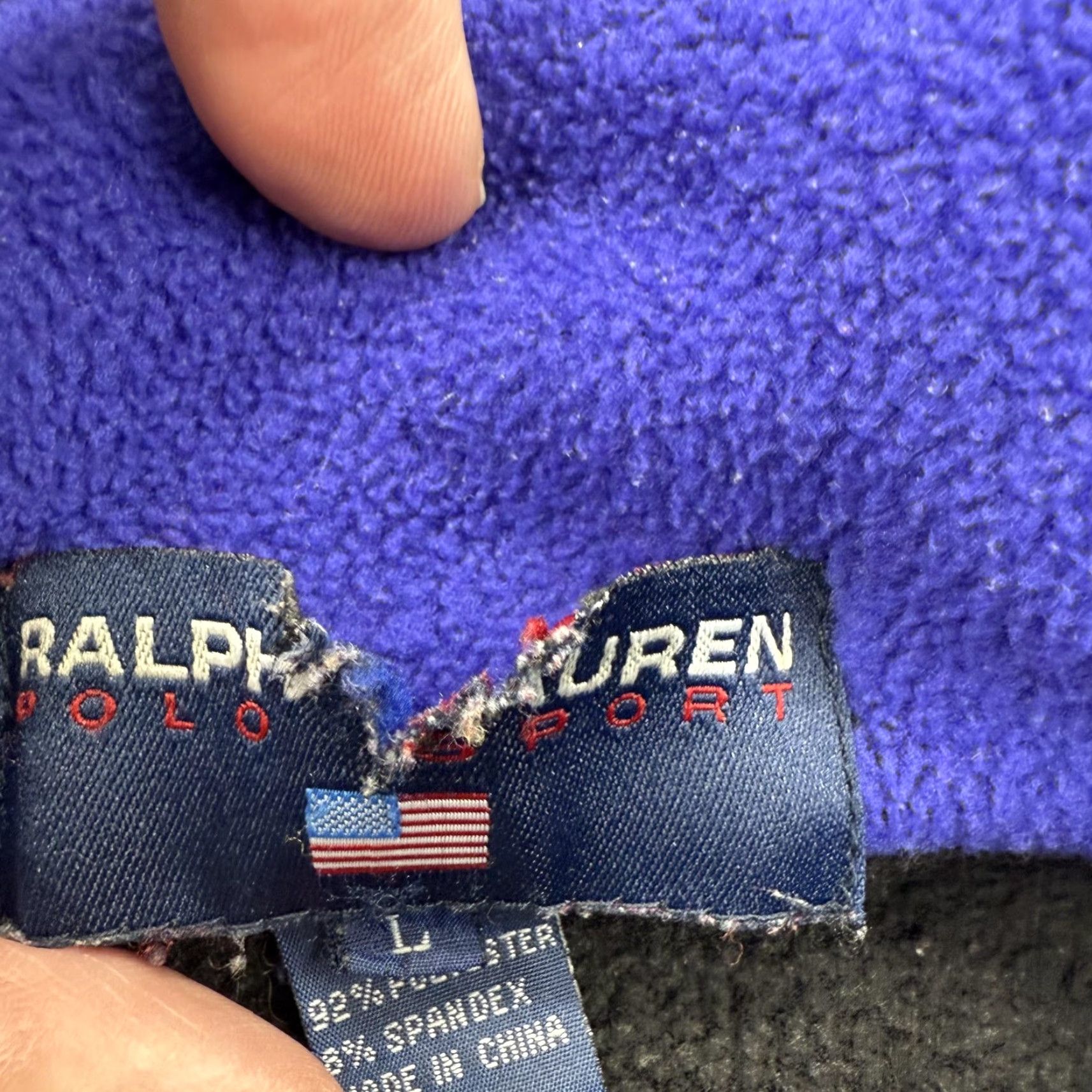 Polo Ralph Lauren Ralph Lauren Polo Sport Pullover Jacket Mens Large Black Blue Fleece 1/4 Zip RL Patch Logo Windbreaker Vintage Size US L / EU 52-54 / 3 - 4 Thumbnail