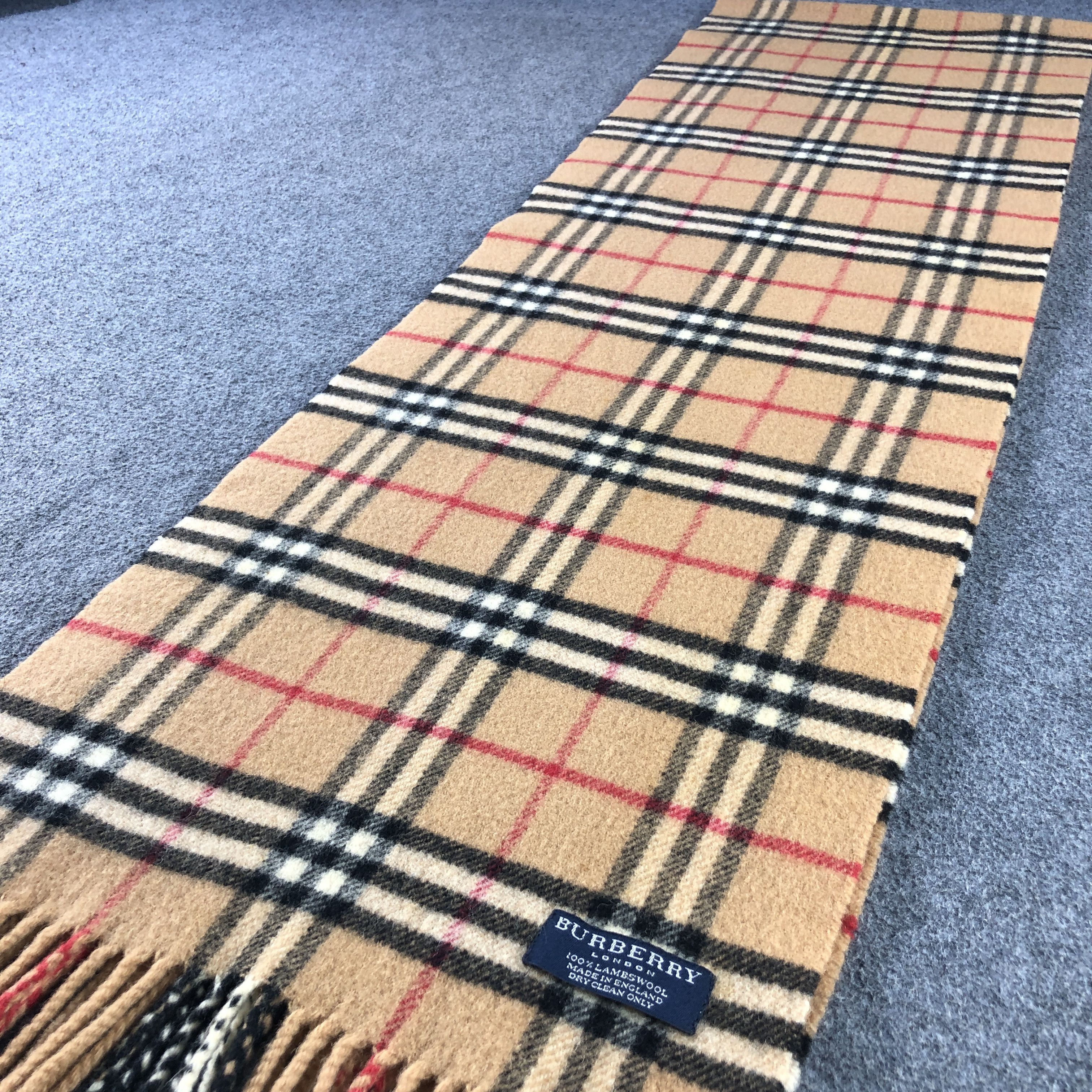 Burberry Burberry Tan Nova Check Wool Scarf Muffler V2922 Size ONE SIZE - 3 Thumbnail