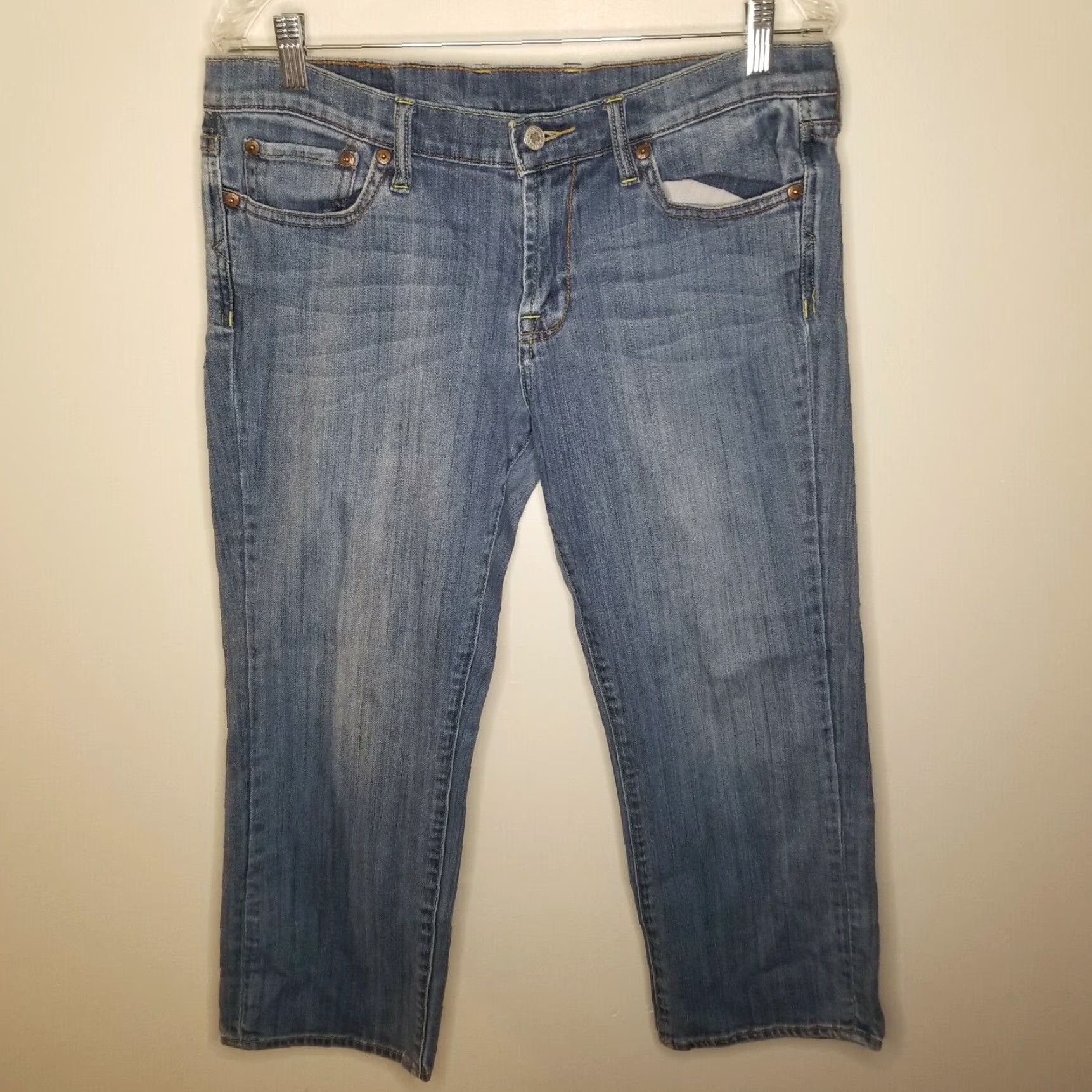 Lucky Brand Lucky Brand Womens Cropped Blue Straight Jeans Size 12 Size 34" / US 12 / IT 48 - 1 Thumbnail