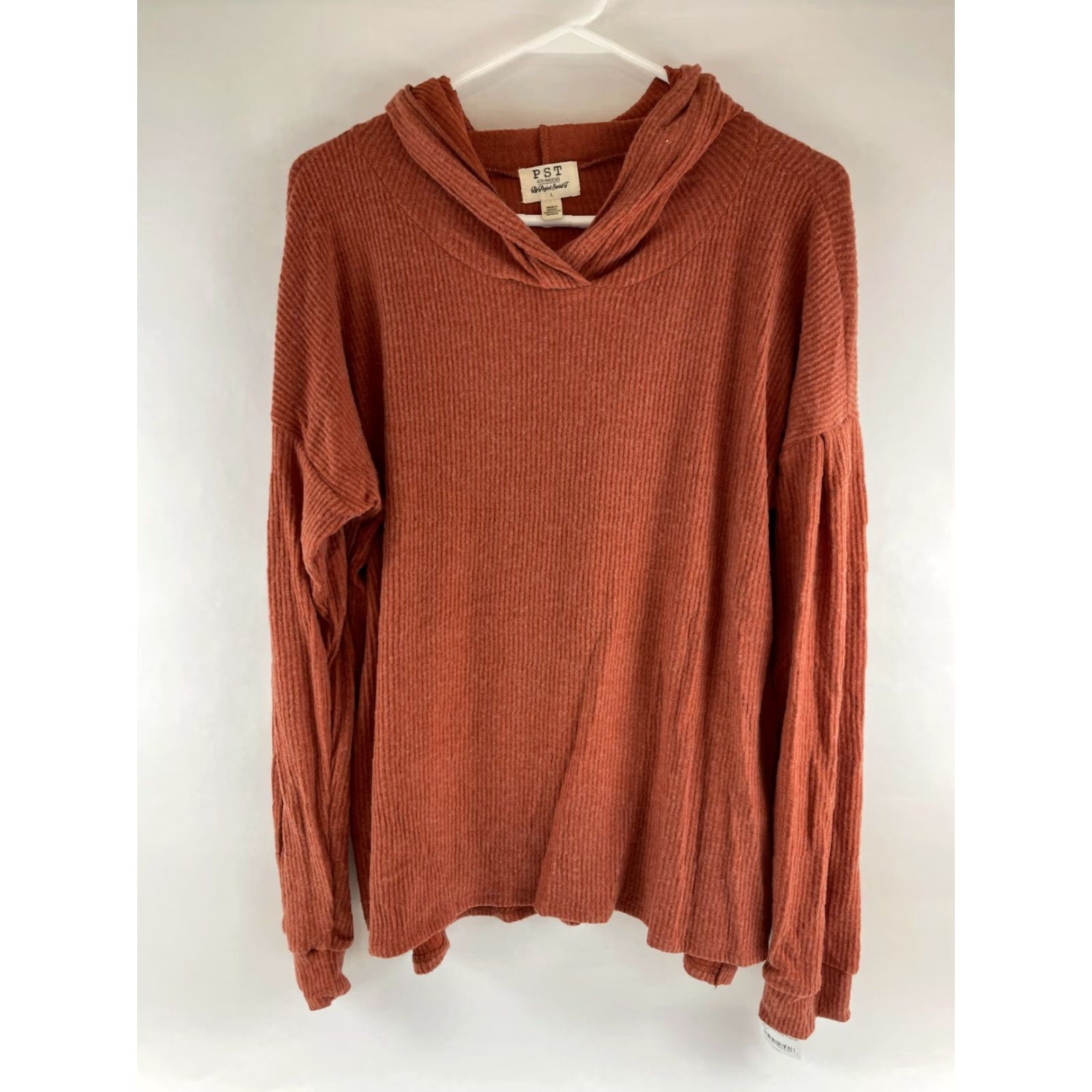Vintage PST by Project Social T Hooded Sweater Women's L Rust Orange Pullover NWOT Size L / US 10 / IT 46 - 2 Thumbnail