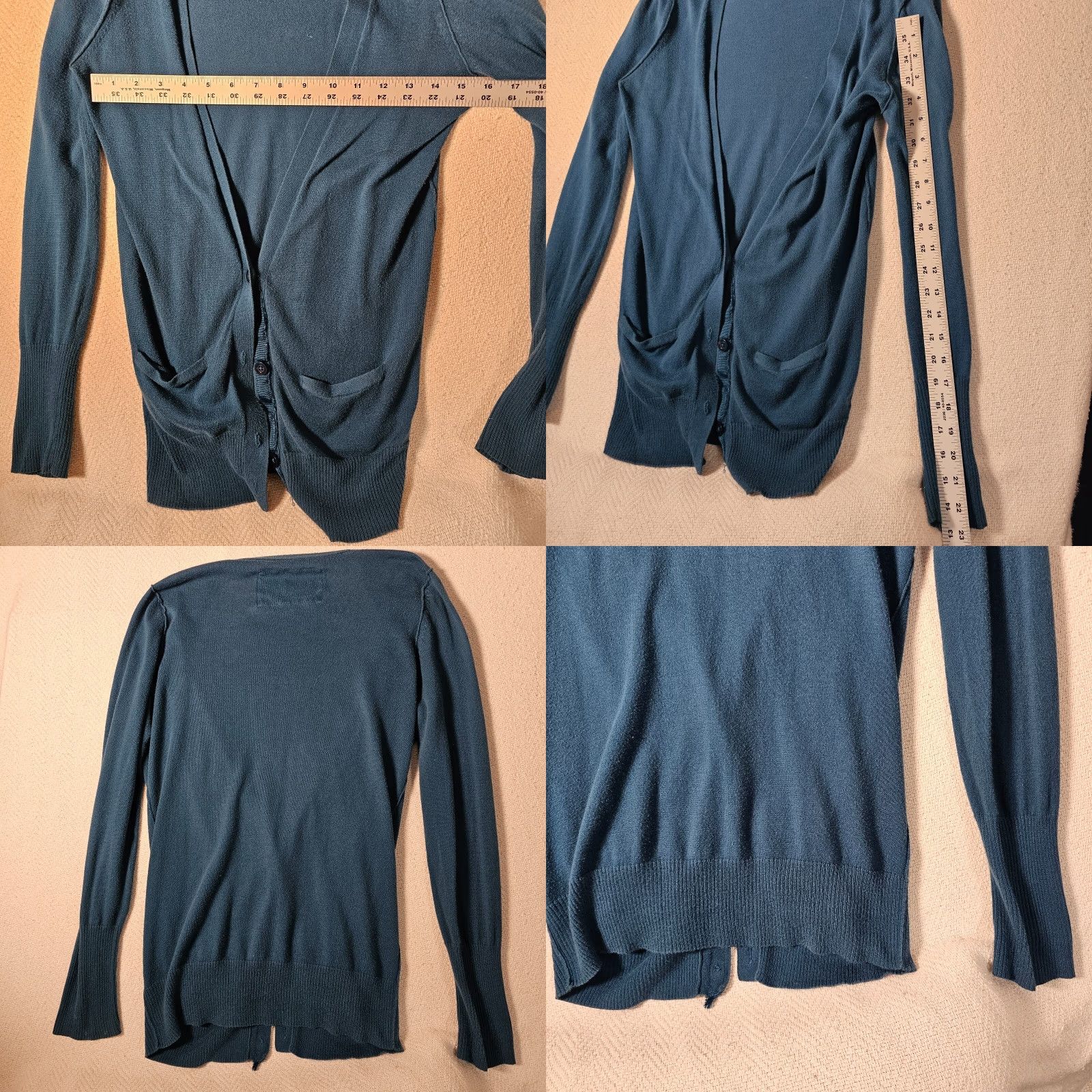 American Eagle Outfitters American Eagle Outfitters Blue Geometric Open-Knit Cardigan Sweater Medium Lightweight Womens Size M / US 6-8 / IT 42-44 - 8 Thumbnail