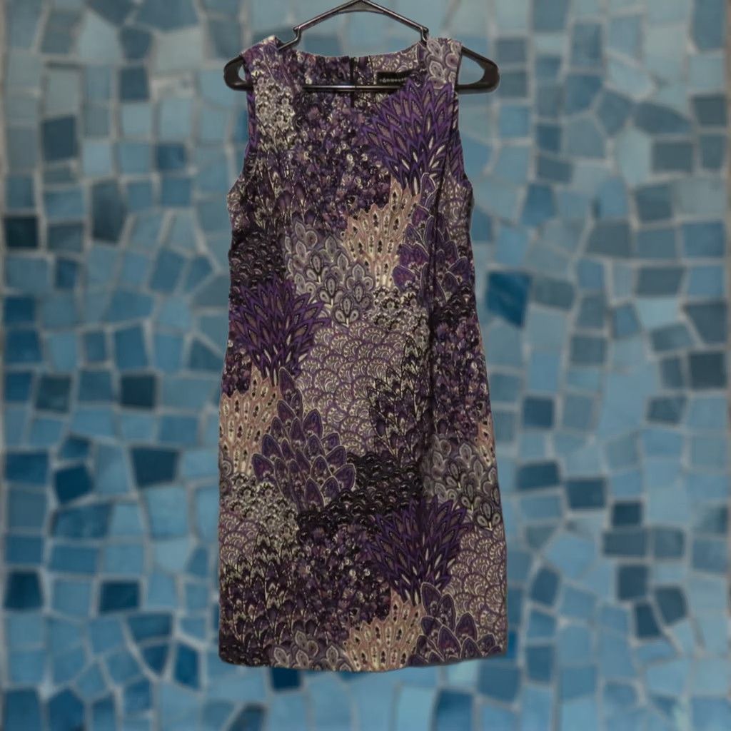Vintage Connected Apparel Purple Floral Paisley Sleeveless Straight Dress Size 12 Size XL / US 12-14 / IT 48-50 - 1 Thumbnail