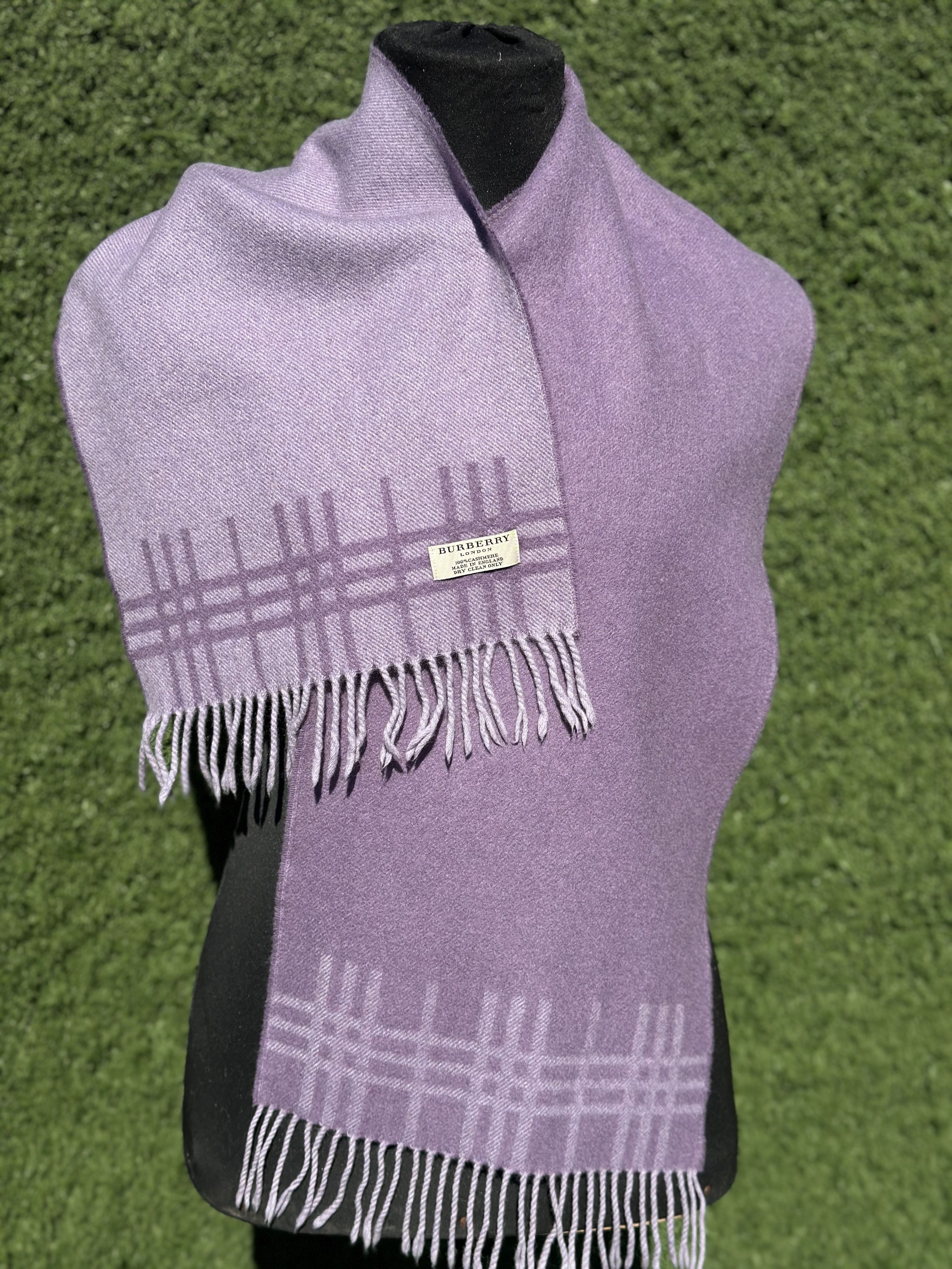 Burberry Burberry London 100% Cashmere Scarf Lilac England 130x30 Cm Size ONE SIZE - 1 Thumbnail