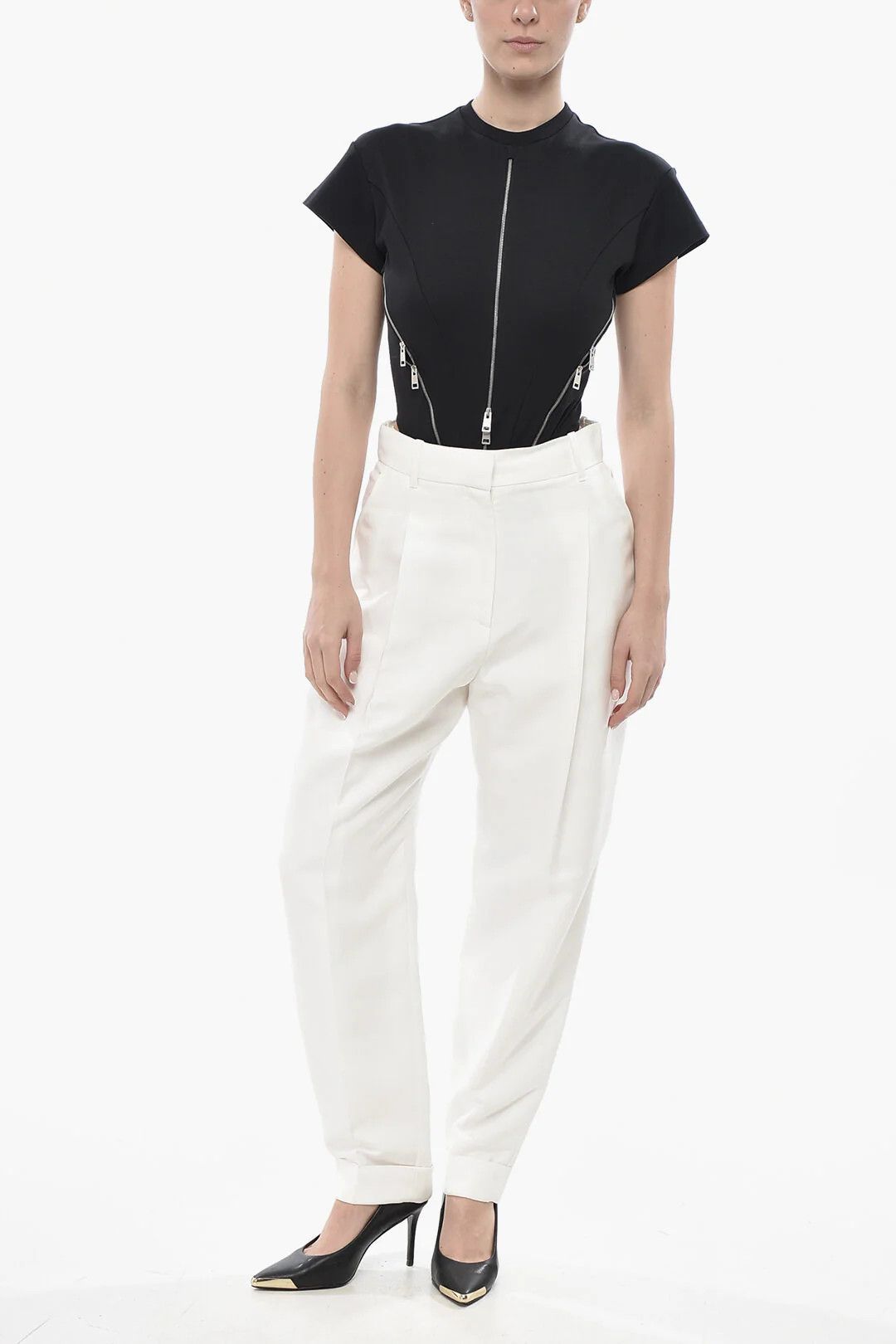Alexander McQueen og1mm0426 Viscose Single-Pleat Pant in White Size 28" / US 6 / IT 42 - 4 Thumbnail