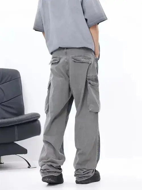 Designer distressed baggy faded patchwork cargo pants Size US 30 / EU 46 - 4 Thumbnail