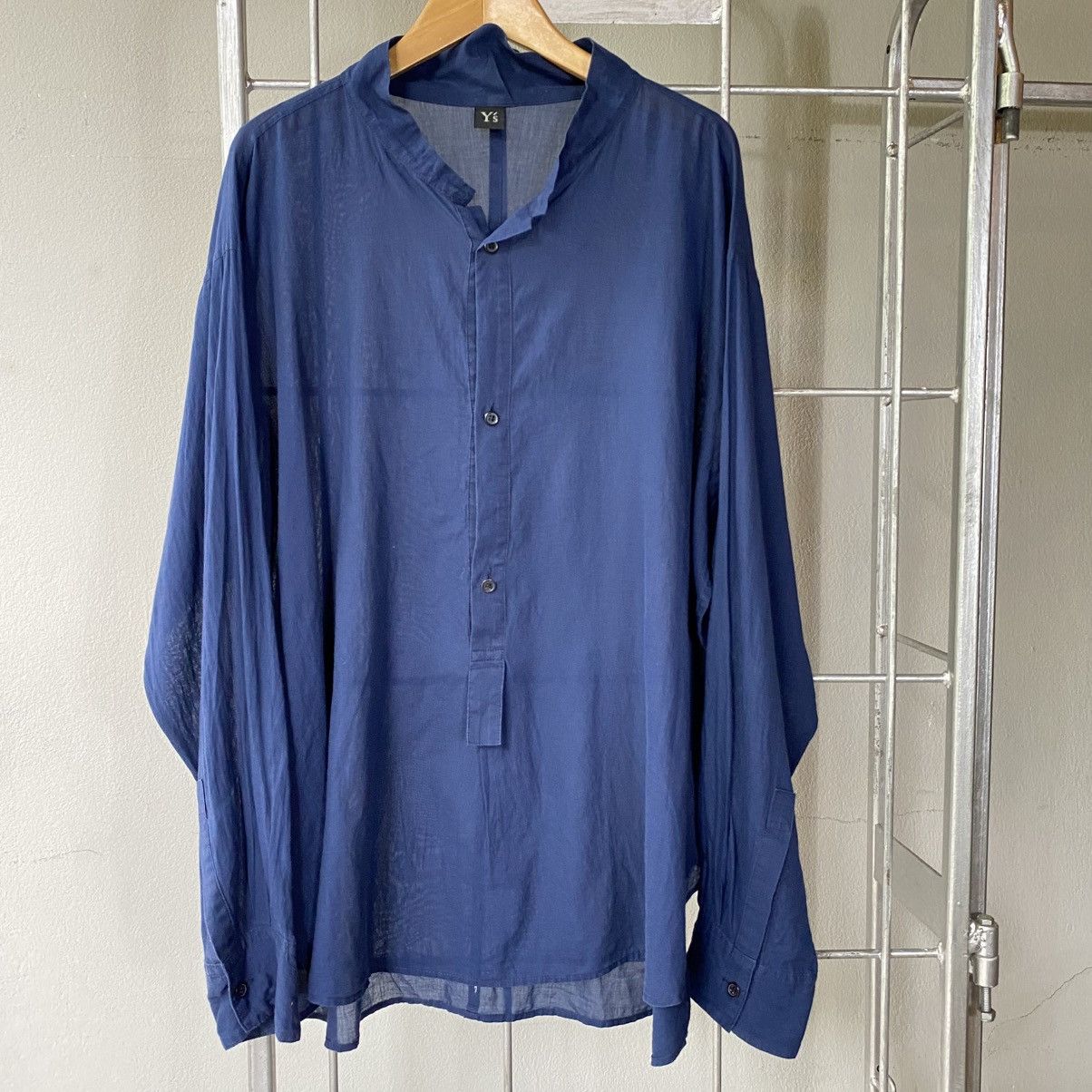Y's Y’s Navy Stand Collar Shirt Size US XL / EU 56 / 4 - 10 Thumbnail