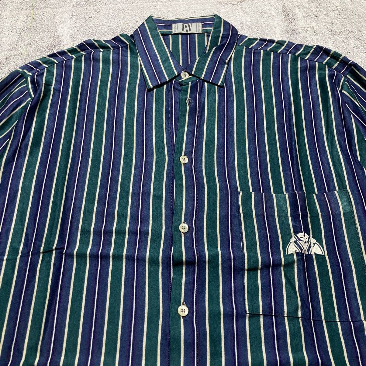 Japanese Brand 🇮🇹 1990s Vintage Pavesi Polvato Silk Striped Shirt Luxury Size US L / EU 52-54 / 3 - 6 Thumbnail