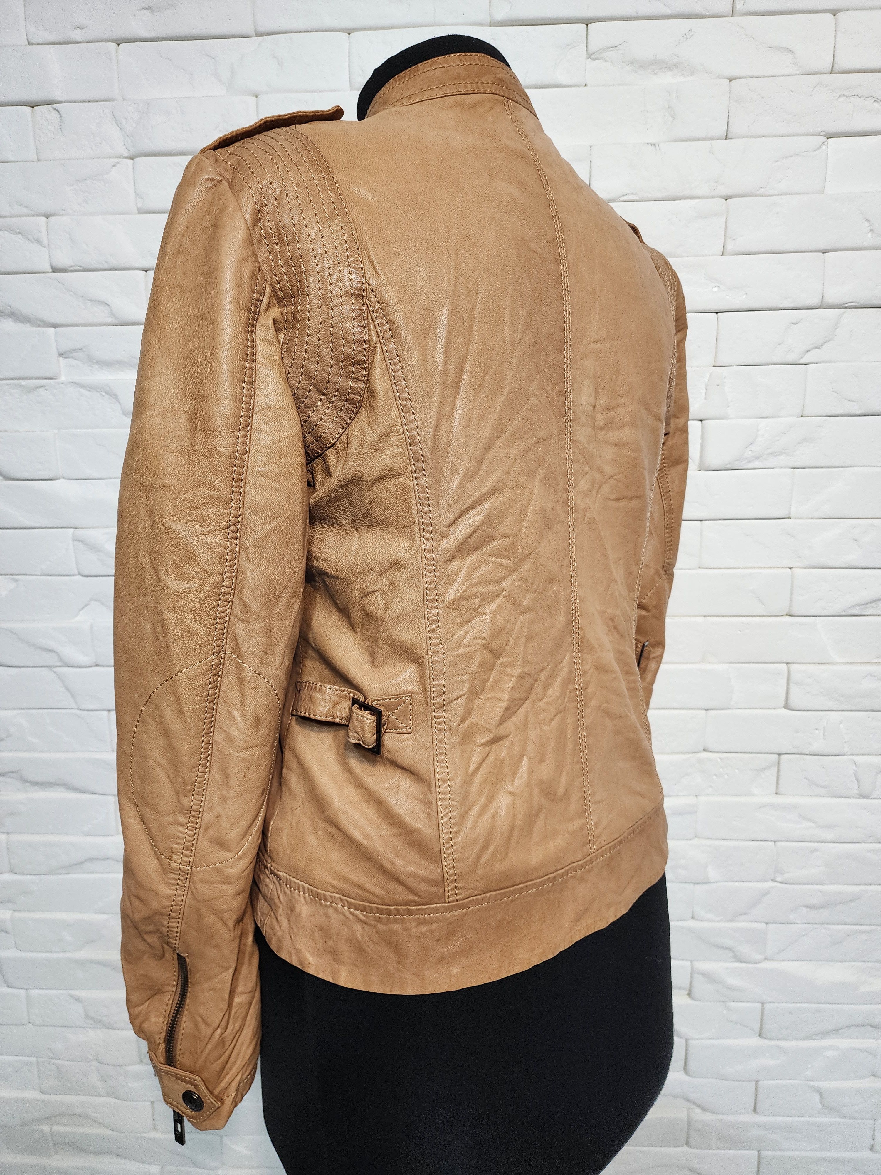 Designer Women's Brown Leather Sports Jacket Size L / US 10 / IT 46 - 6 Thumbnail