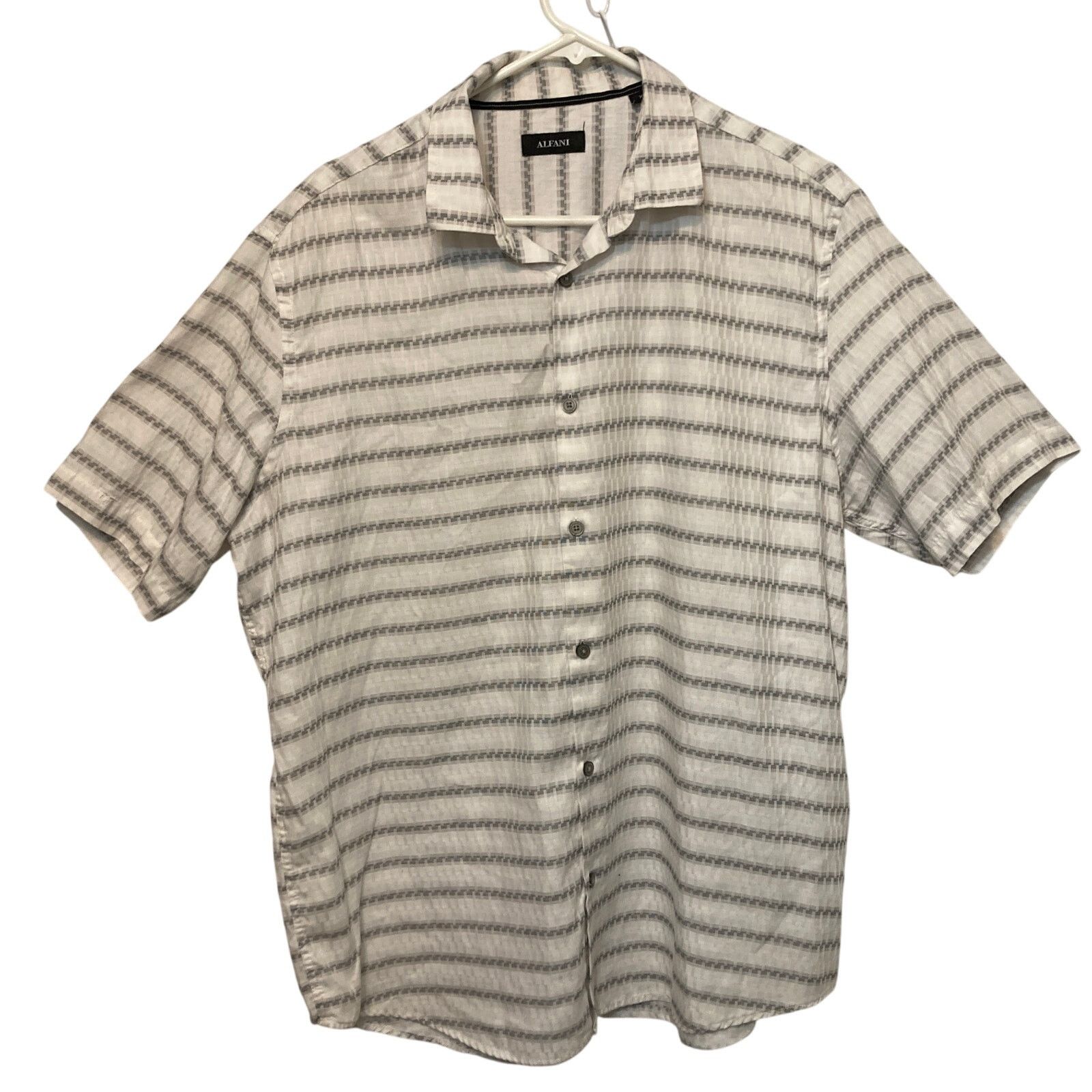 Alfani Alfani Men’s Striped Plaid Button Up Short Sleeve Shirt Size US XL / EU 56 / 4 - 2 Thumbnail