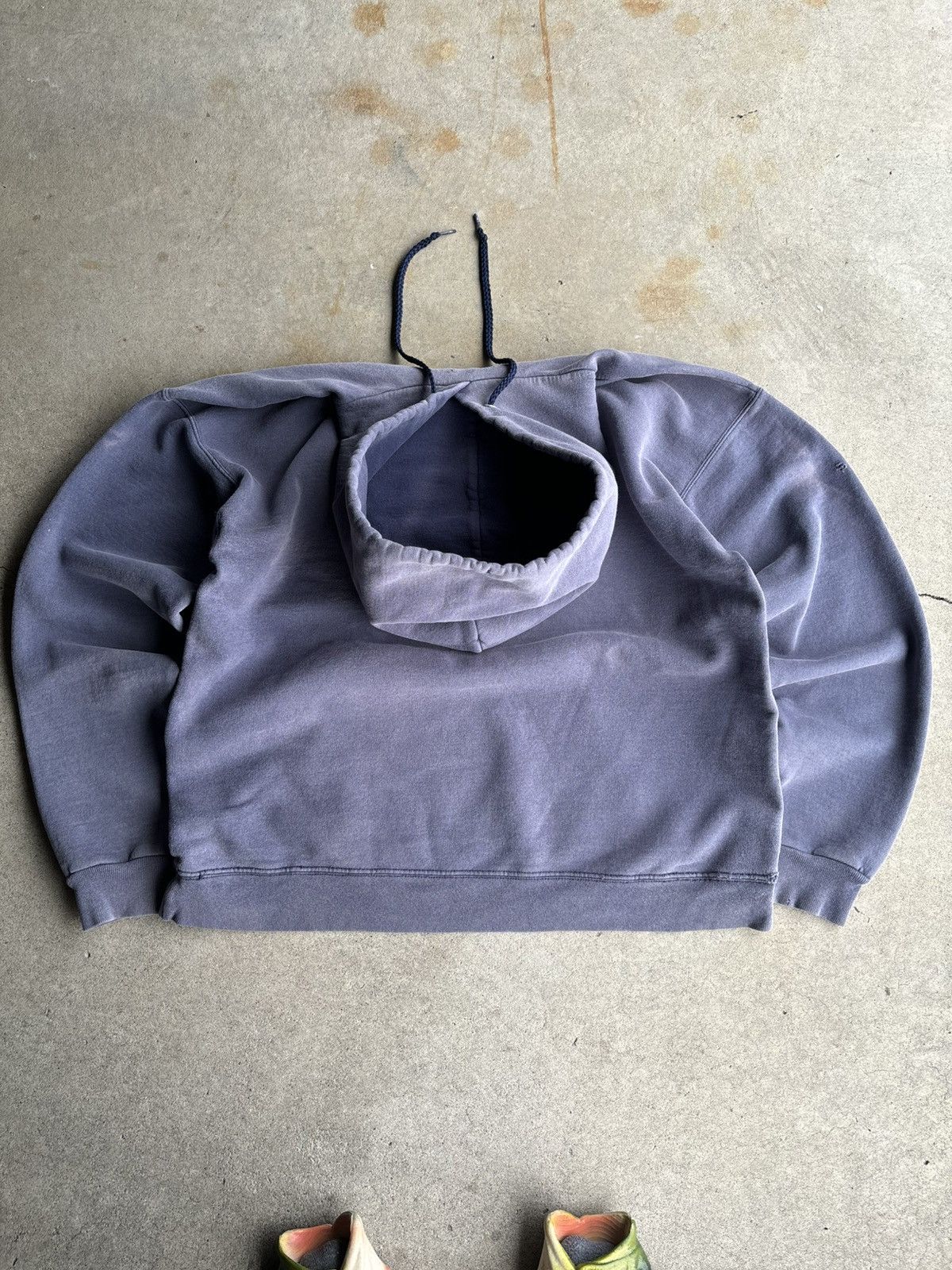 Vintage Crazy 90s Sunfaded Navy Smoke Haze Archive Hoodie A4356H Size US XL / EU 56 / 4 - 2 Thumbnail