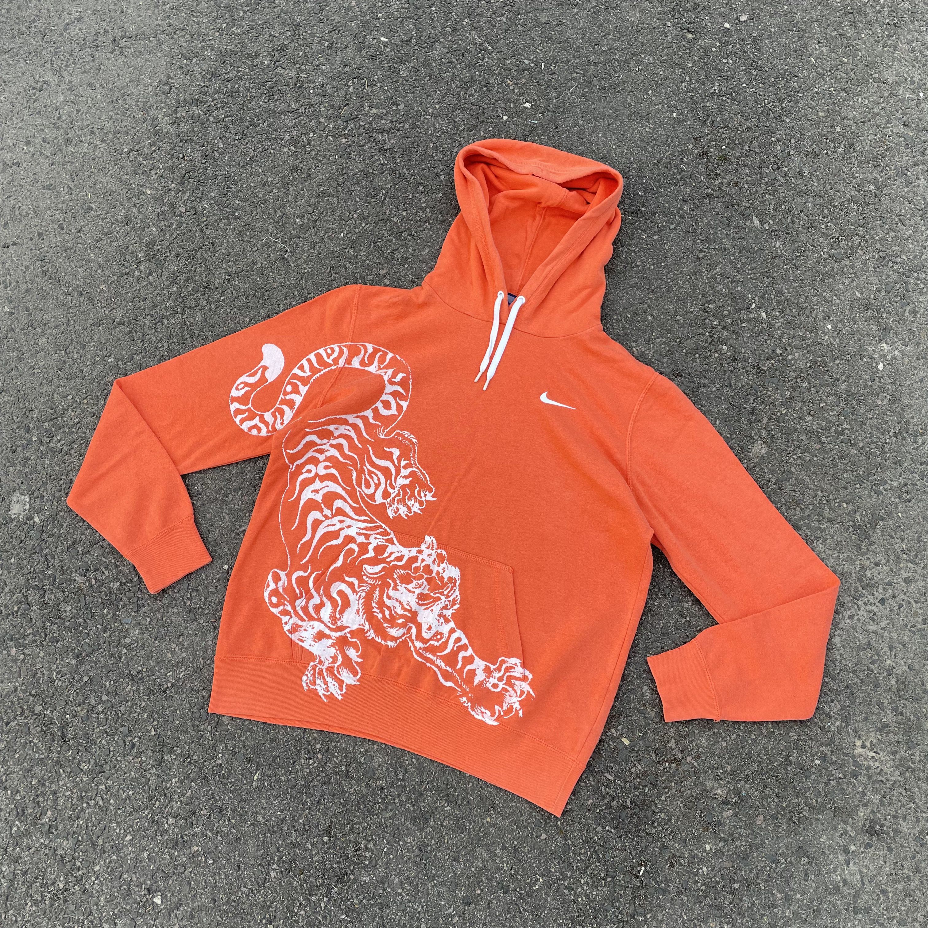 Nike Custom Nike orange Hoodie Tiger Black art grunge opium y2k Size US L / EU 52-54 / 3 - 2 Thumbnail