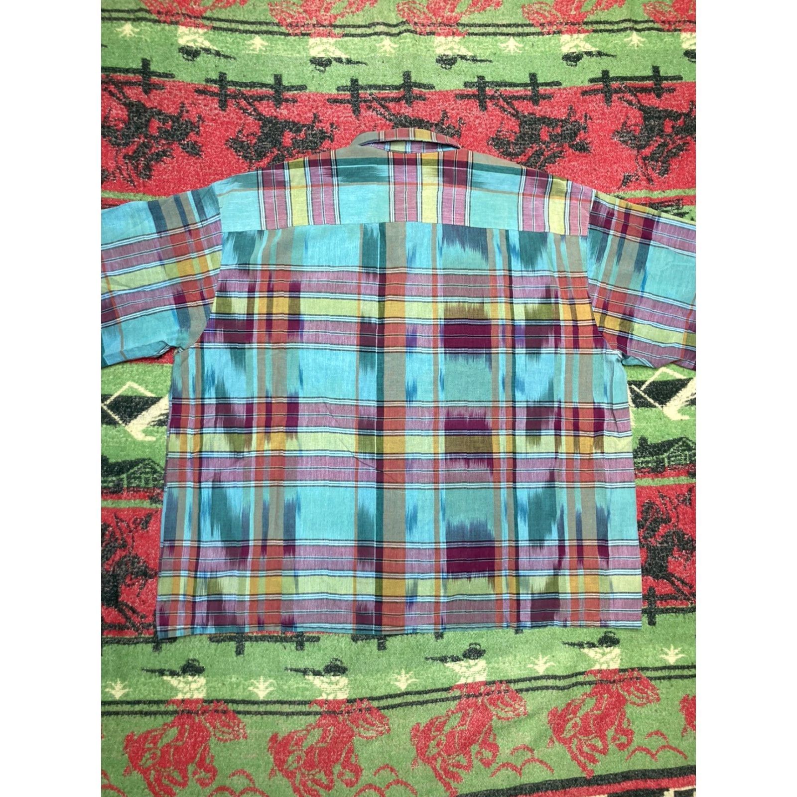 Vintage VINTAGE 80s shadow plaid button shirt 100% cotton Sergio quality style XXL Tall Blue Plaid Men Size 2XL Tall Short Sleeve 80s Shirt Mens Size US XXL / EU 58 / 5 - 7 Thumbnail